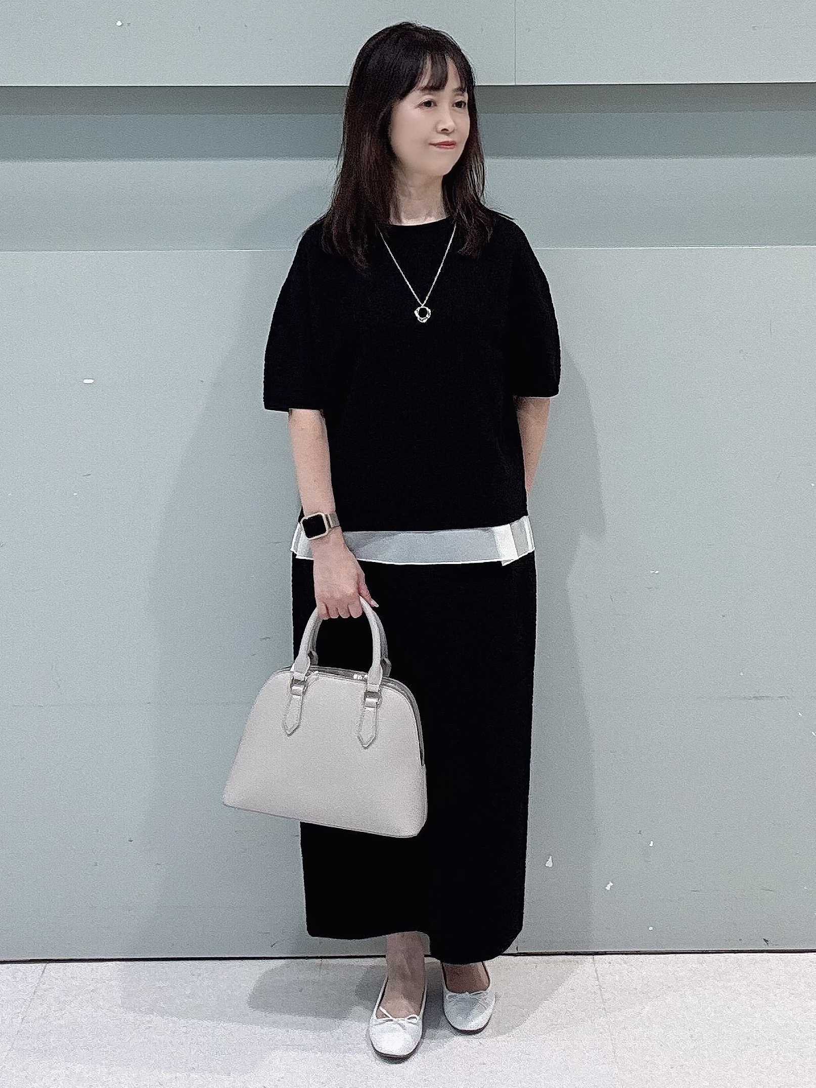 makiさんの「UNTITLED｜【セットアップ可/ストレッチ性】ドライタッチニットプルオーバー」を使ったコーディネート