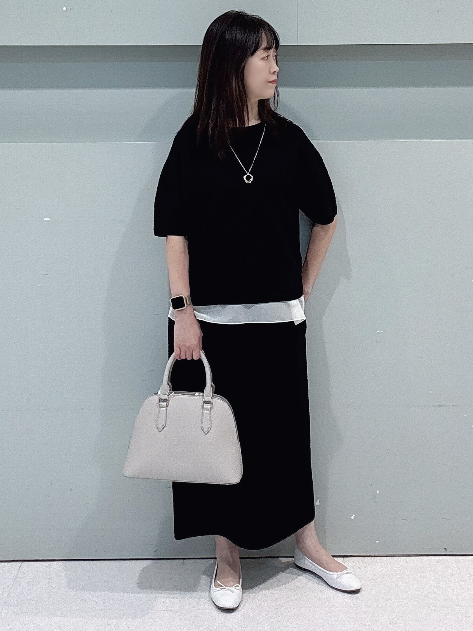 makiさんの「UNTITLED｜【セットアップ可/ストレッチ性】ドライタッチニットプルオーバー」を使ったコーディネート