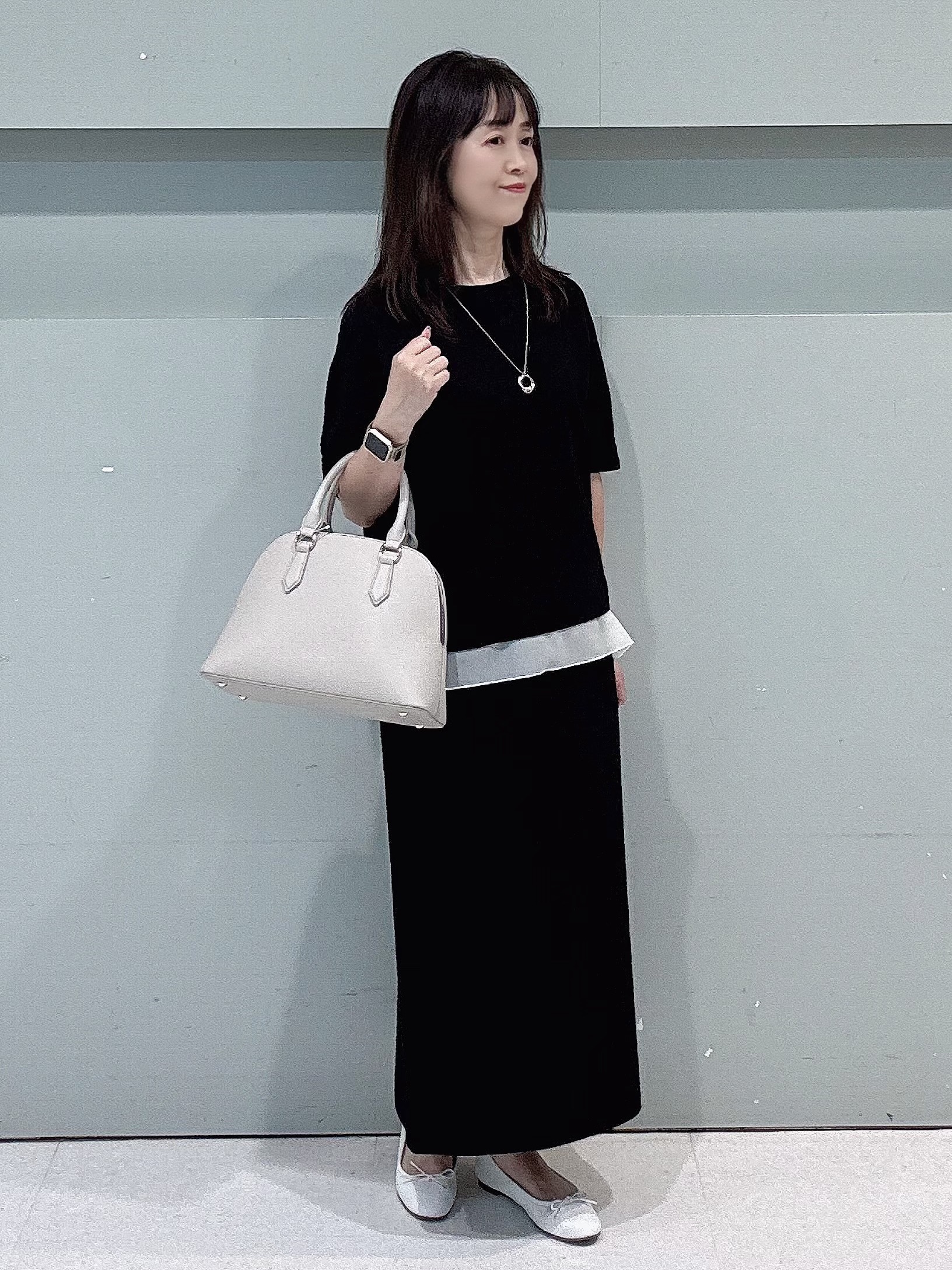 makiさんの「UNTITLED｜【セットアップ可/ストレッチ性】ドライタッチニットプルオーバー」を使ったコーディネート