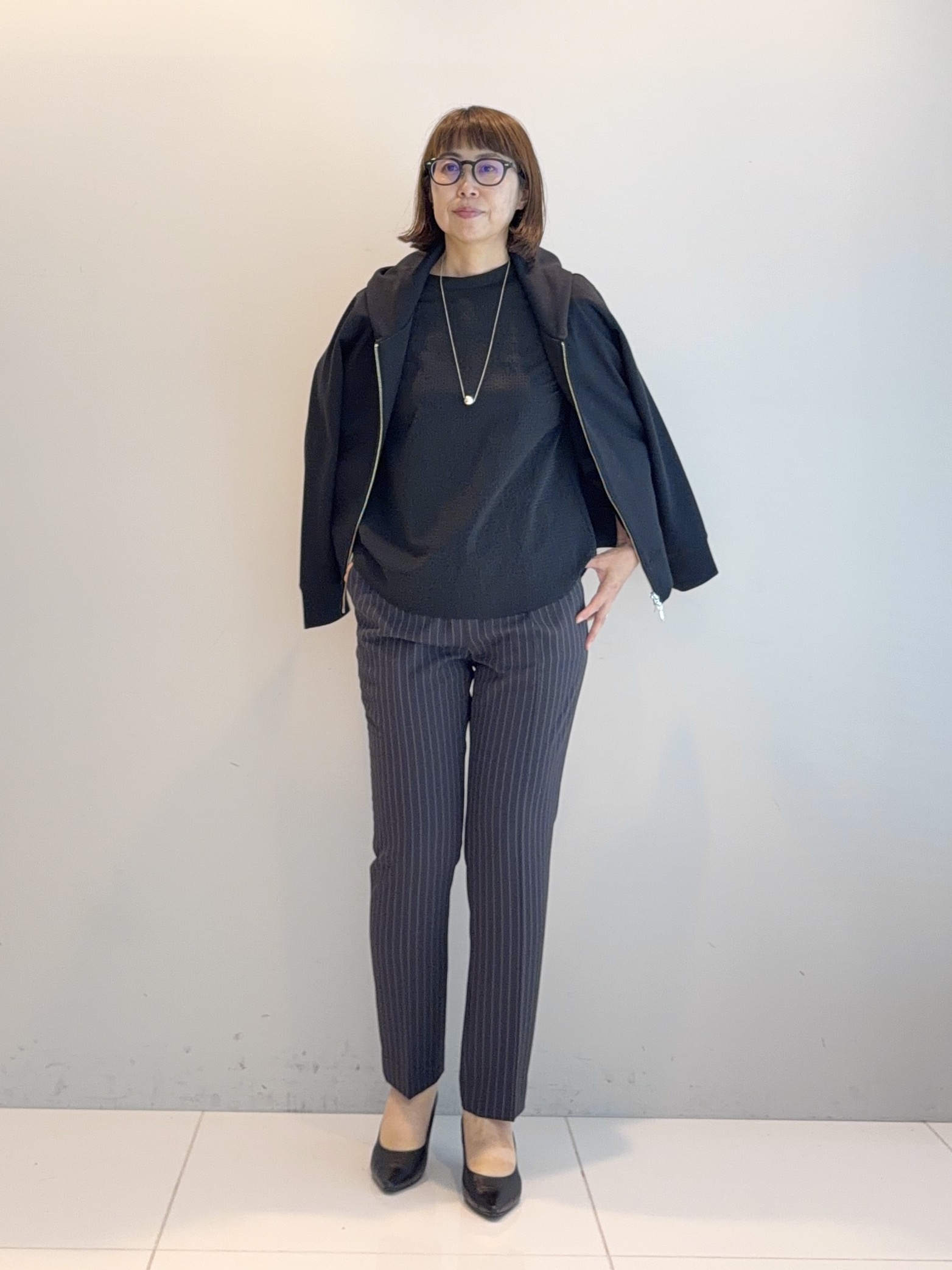 murayamaさんの「INDIVI｜【初秋にピッタリ！／洗える】凹凸素材ミニスタンドトップス」を使ったコーディネート