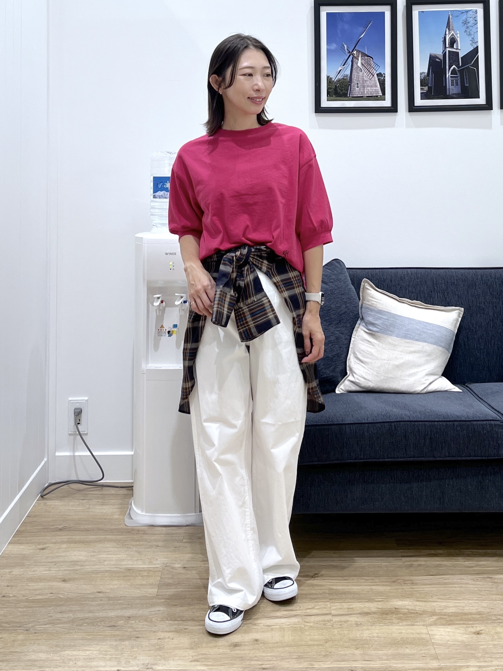 canaさんの「Dessin｜【高レビュー/洗える/XS-L】バックヘンリーミニ裏毛 5分袖」を使ったコーディネート