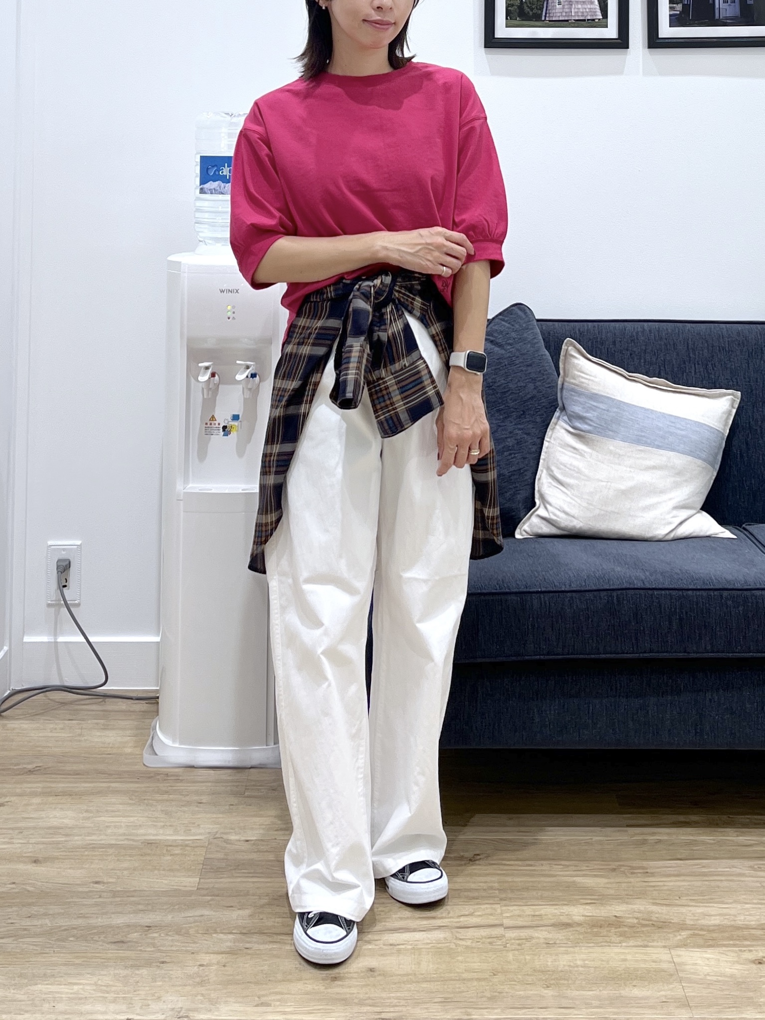 canaさんの「Dessin｜【高レビュー/洗える/XS-L】バックヘンリーミニ裏毛 5分袖」を使ったコーディネート