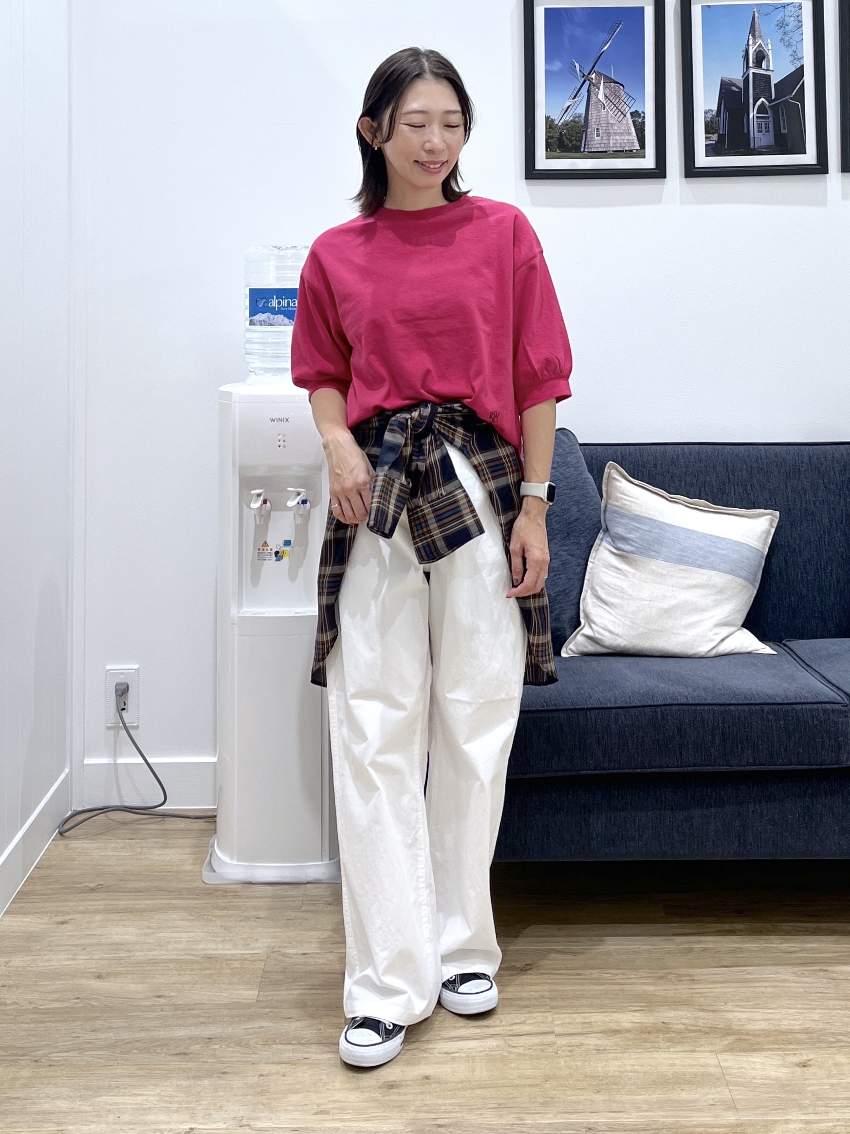 canaさんの「Dessin｜【高レビュー/洗える/XS-L】バックヘンリーミニ裏毛 5分袖」を使ったコーディネート