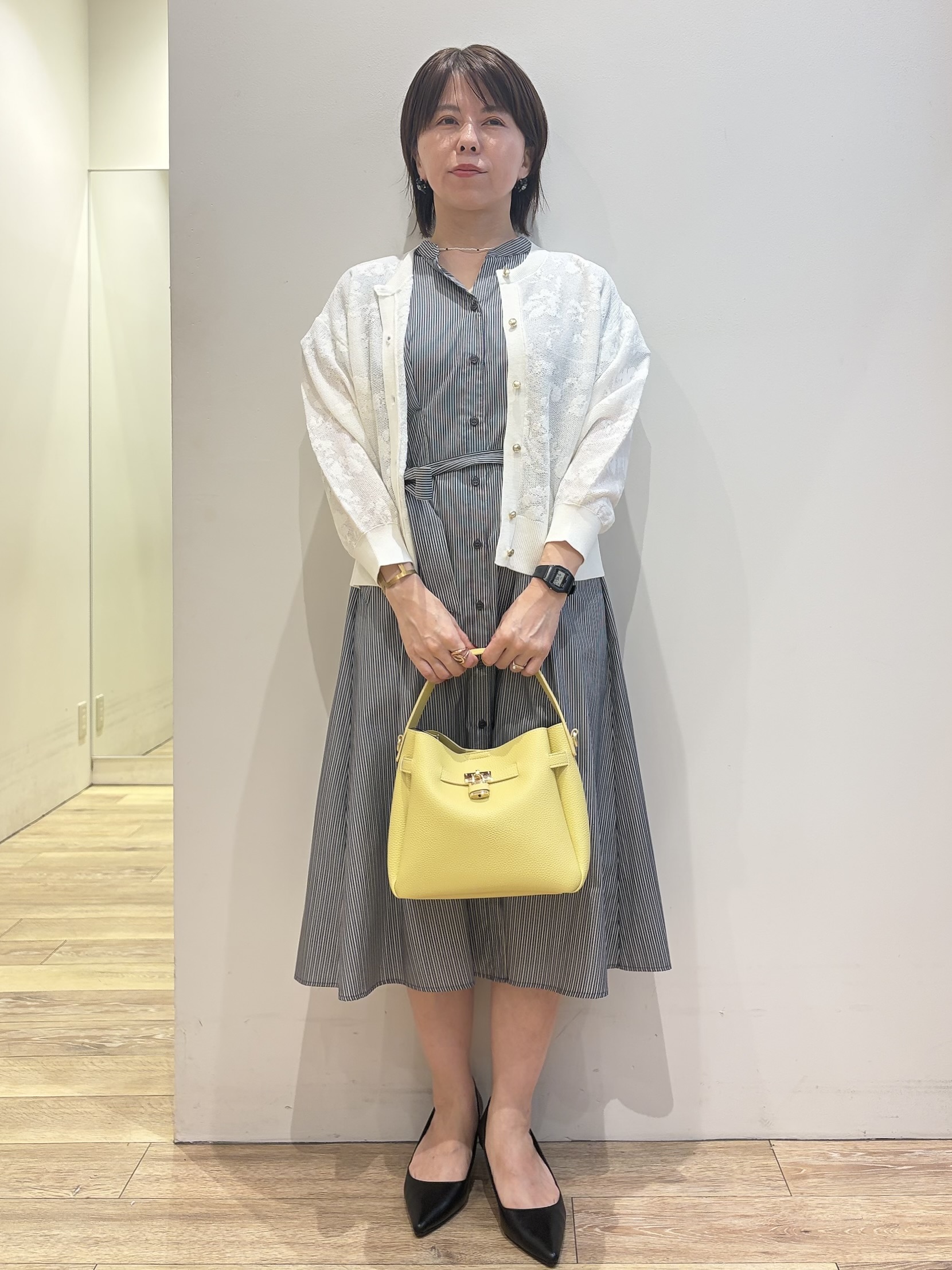 YUKOさんの「index｜【８色展開】柄アソートシアーカーディガン《洗濯機OK》」を使ったコーディネート