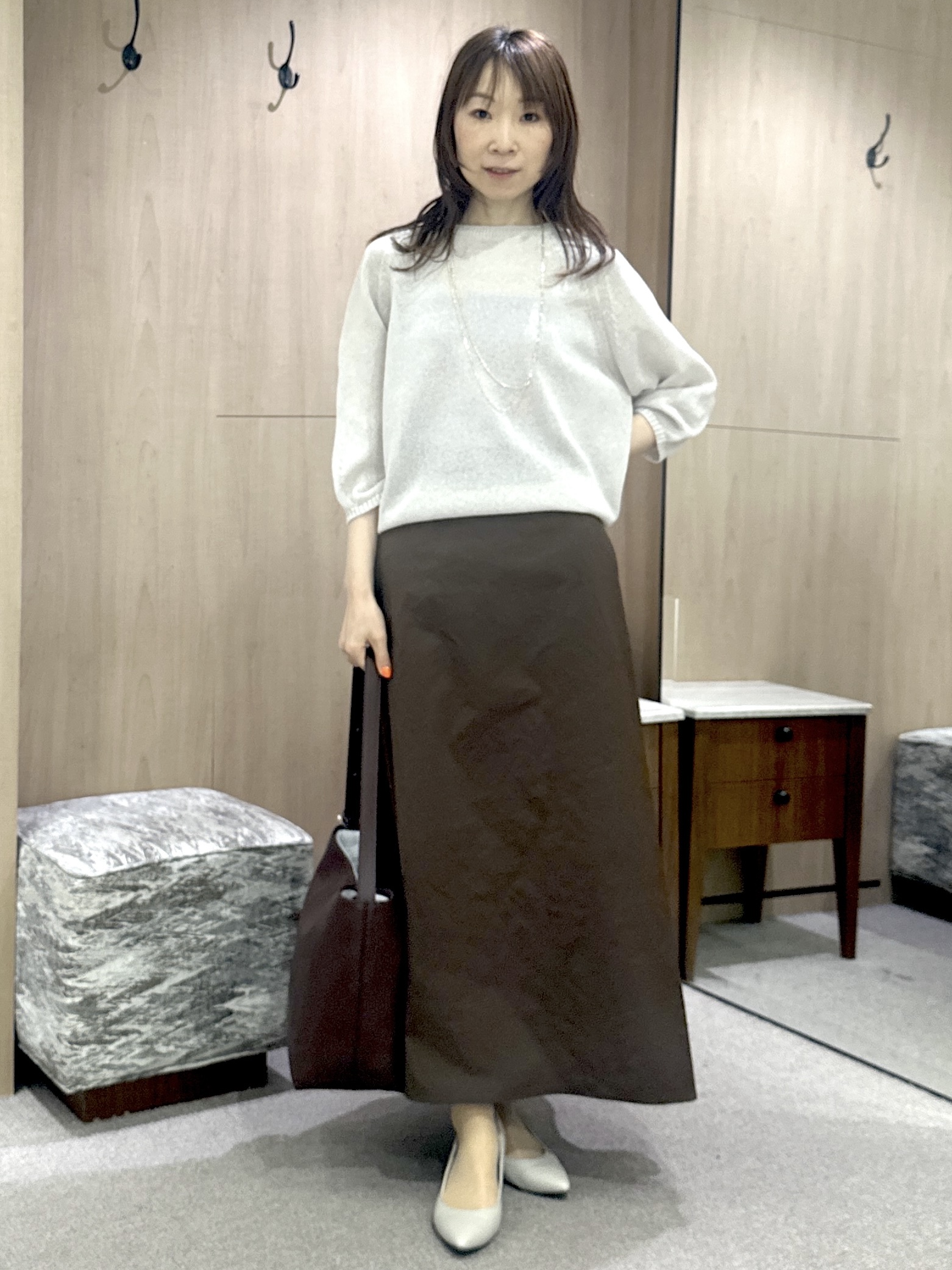 Miwaさんの「UNTITLED｜【アンサンブル可/秋羽織り/シアー】前後2WAYカーディガン」を使ったコーディネート