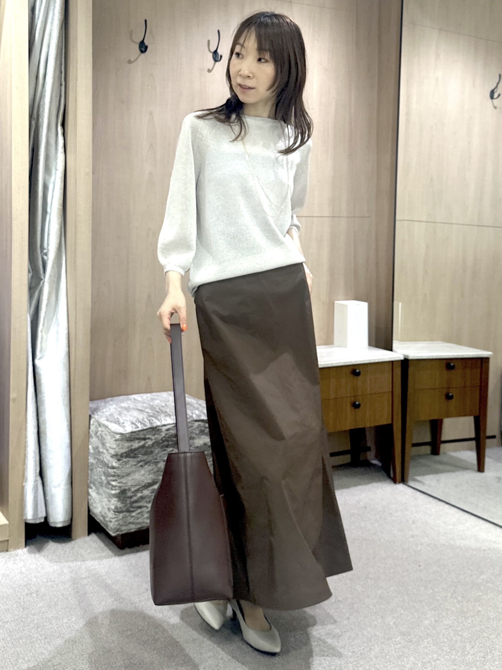 Miwaさんの「UNTITLED｜【アンサンブル可/秋羽織り/シアー】前後2WAYカーディガン」を使ったコーディネート