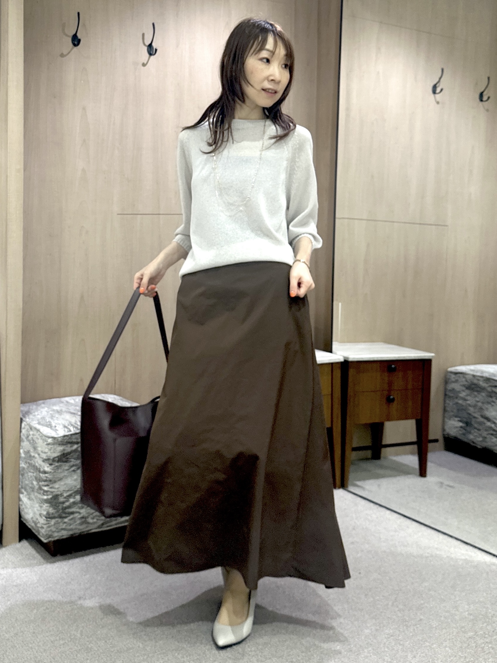 Miwaさんの「UNTITLED｜【アンサンブル可/秋羽織り/シアー】前後2WAYカーディガン」を使ったコーディネート