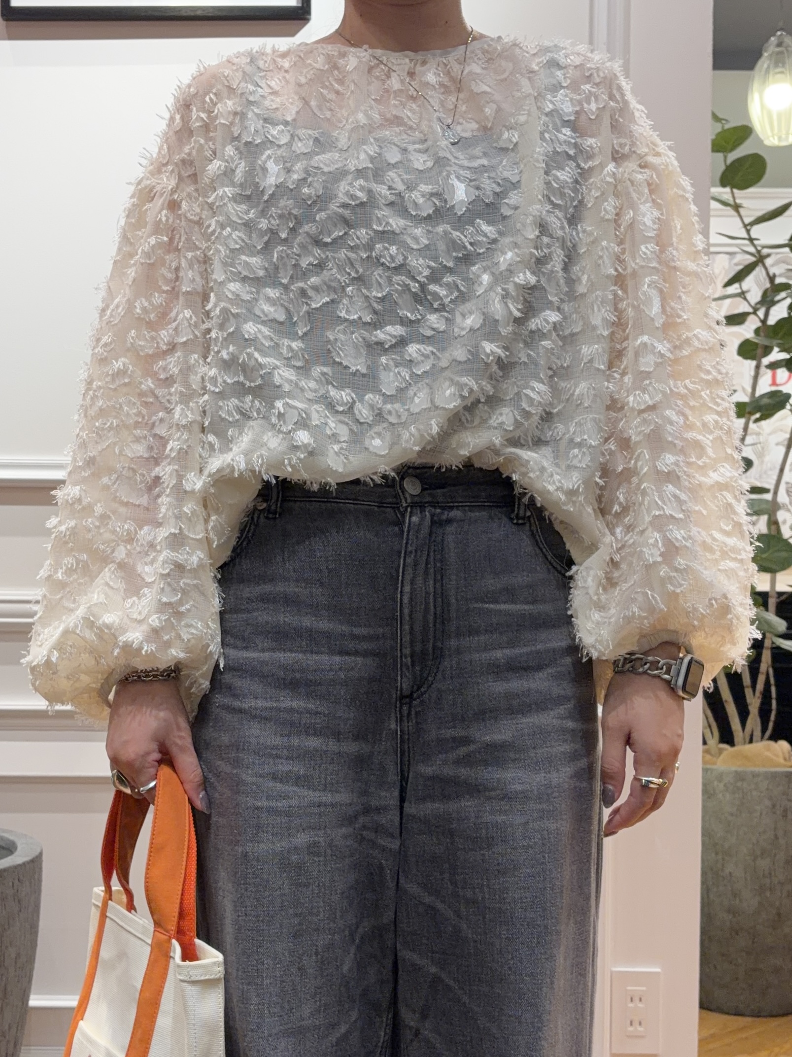 SAKAIさんの「DRESSTERIOR｜【着映え】シアージャカード プルオーバーブラウス」を使ったコーディネート