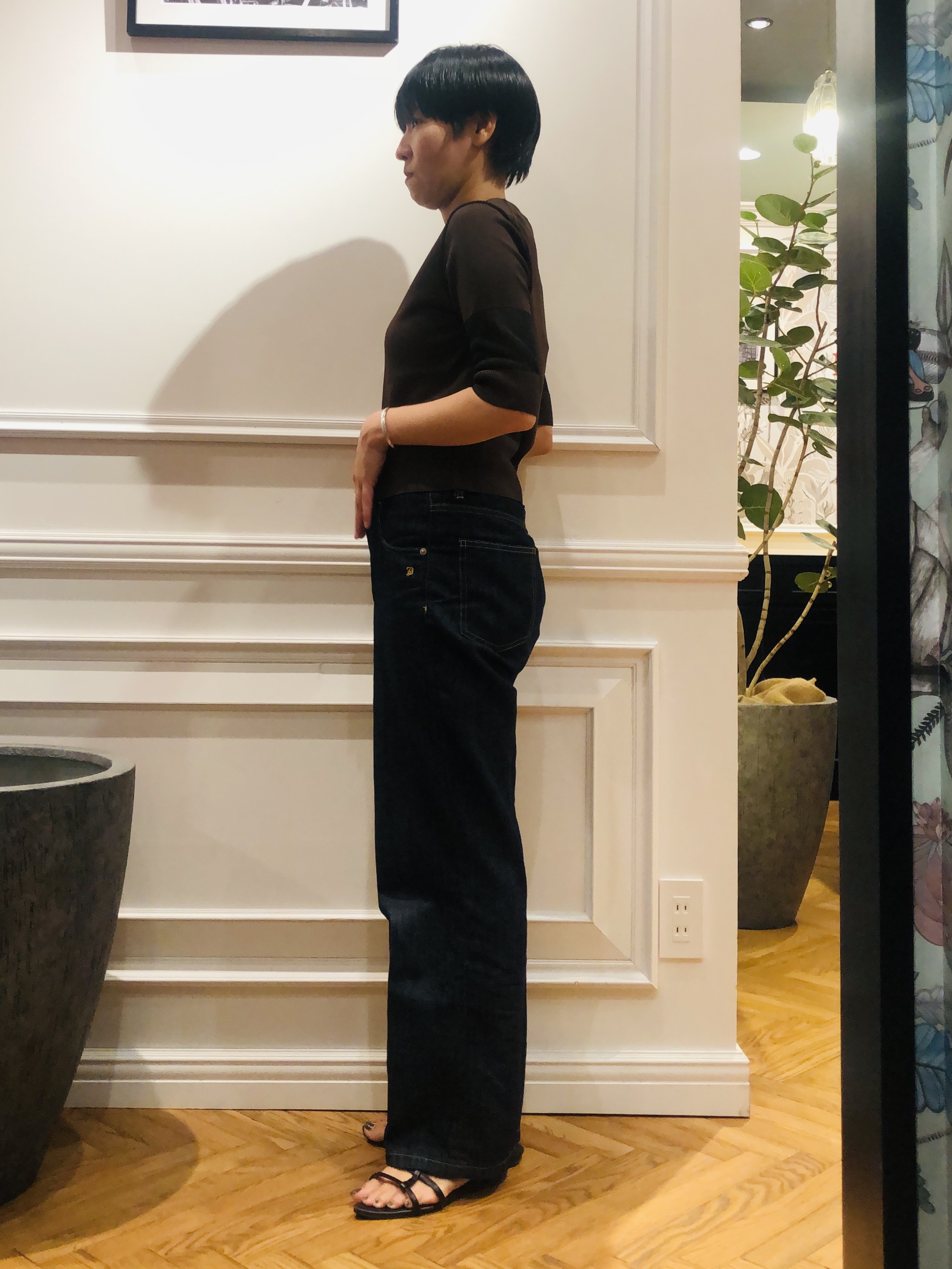 OGATAさんの「DRESSTERIOR｜【日本製/シアー素材】ウォッシャブルニット ハーフスリーブプルオーバー」を使ったコーディネート