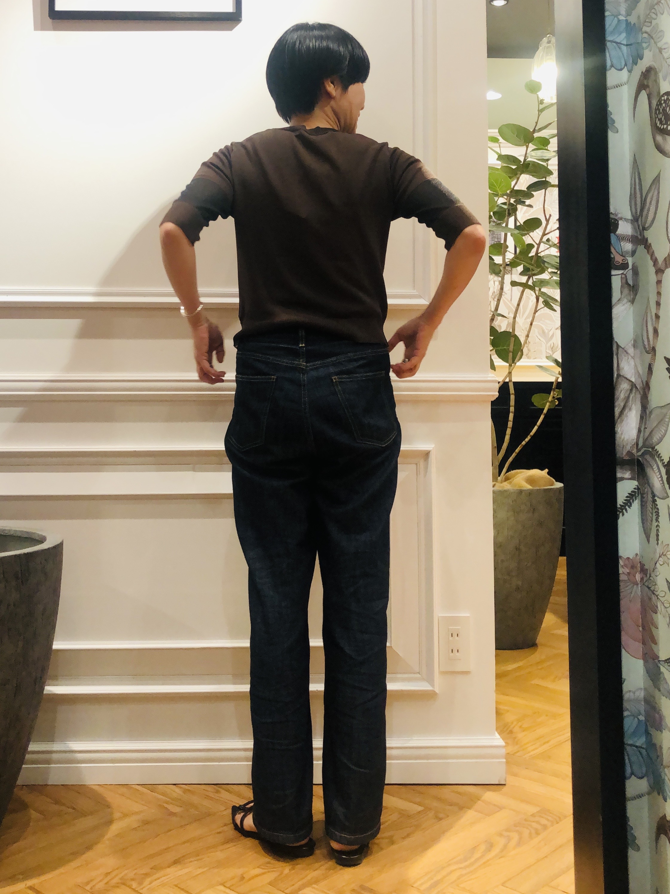 OGATAさんの「DRESSTERIOR｜【日本製/シアー素材】ウォッシャブルニット ハーフスリーブプルオーバー」を使ったコーディネート