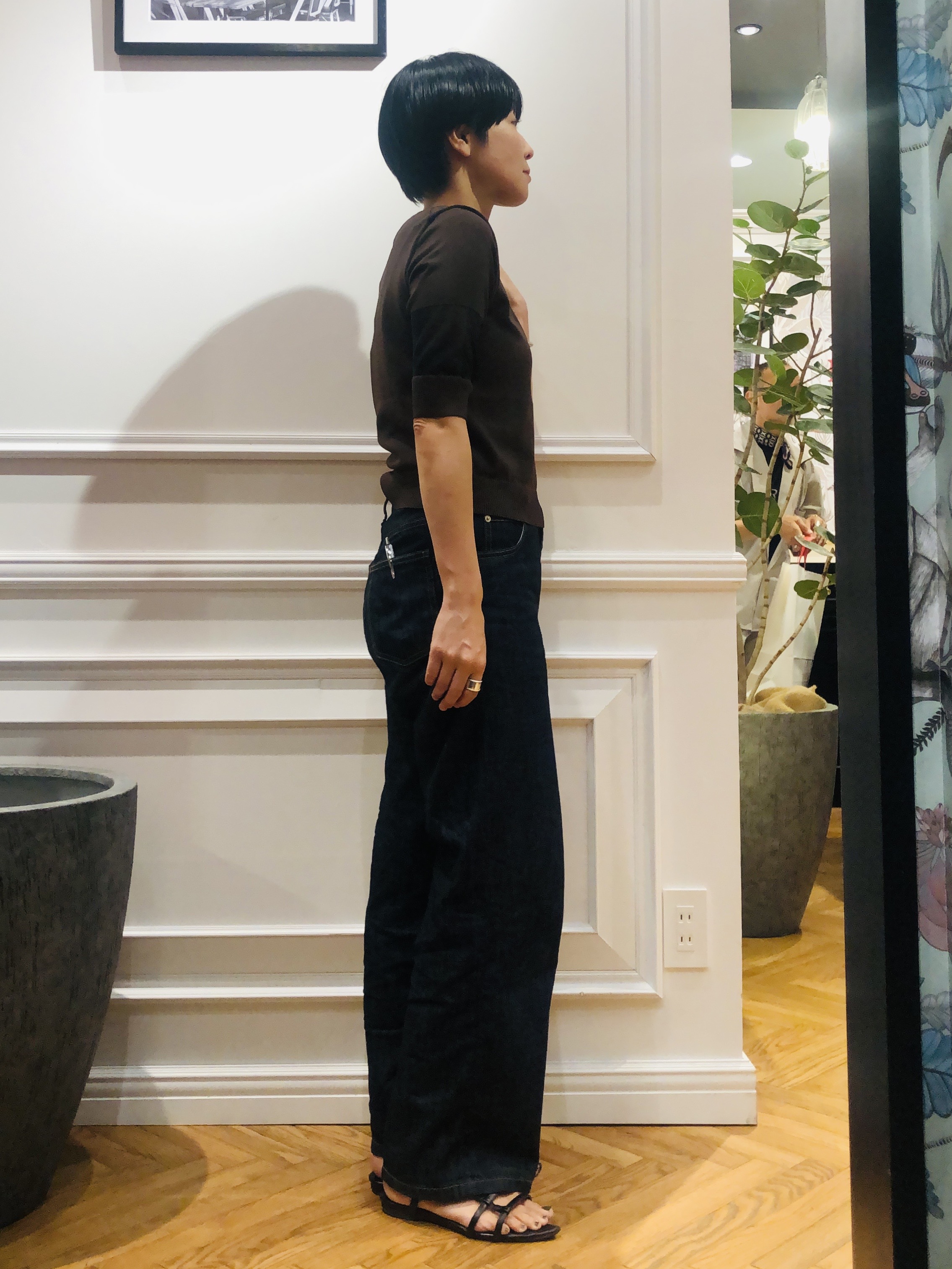 OGATAさんの「DRESSTERIOR｜【日本製/シアー素材】ウォッシャブルニット ハーフスリーブプルオーバー」を使ったコーディネート