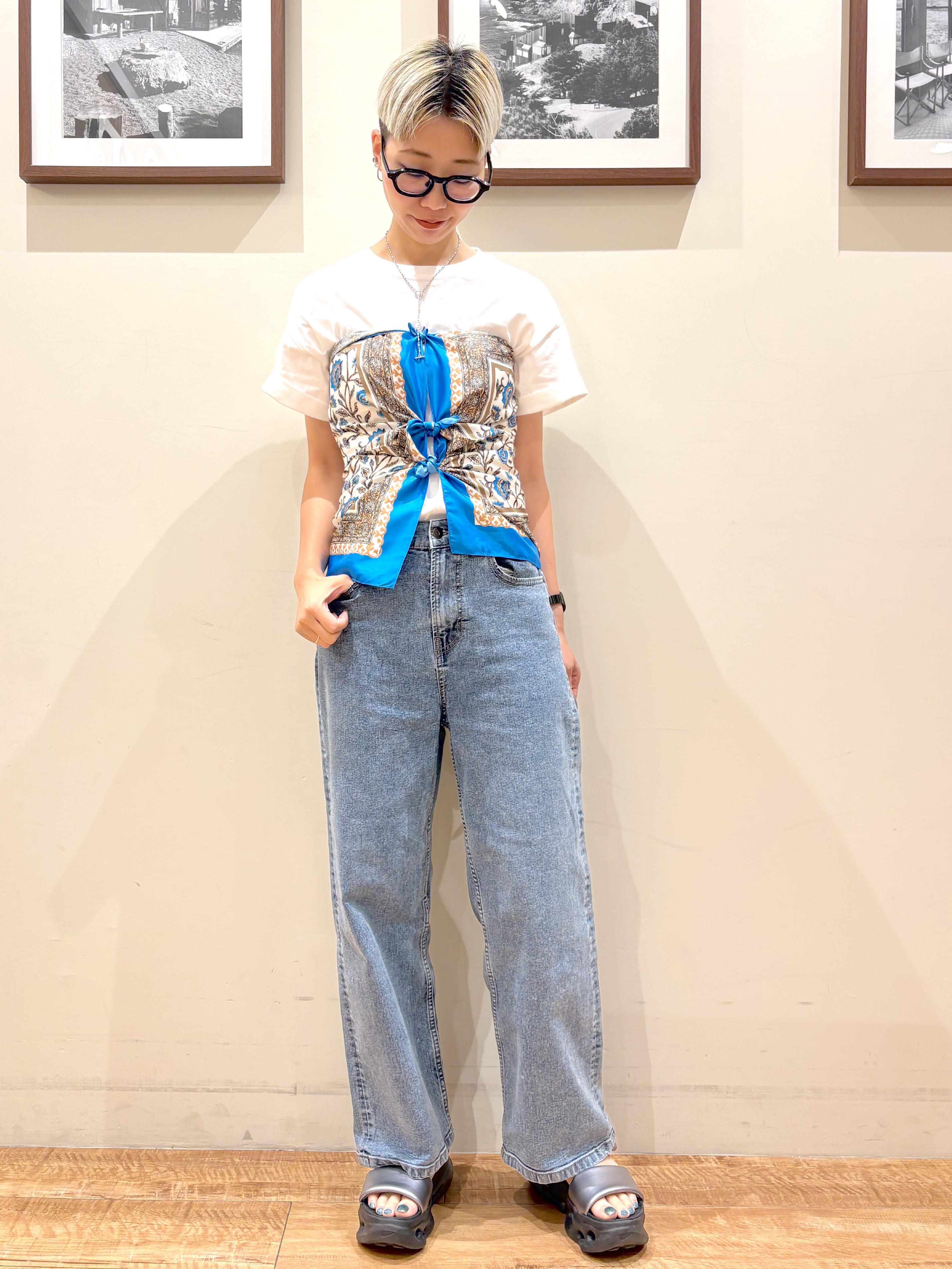 Ayumiさんの「SHOO･LA･RUE｜【通気性〇/セットアップ可/S-LL/洗濯機可】紫外線対策にも メッシュテーラードジャケット」を使ったコーディネート