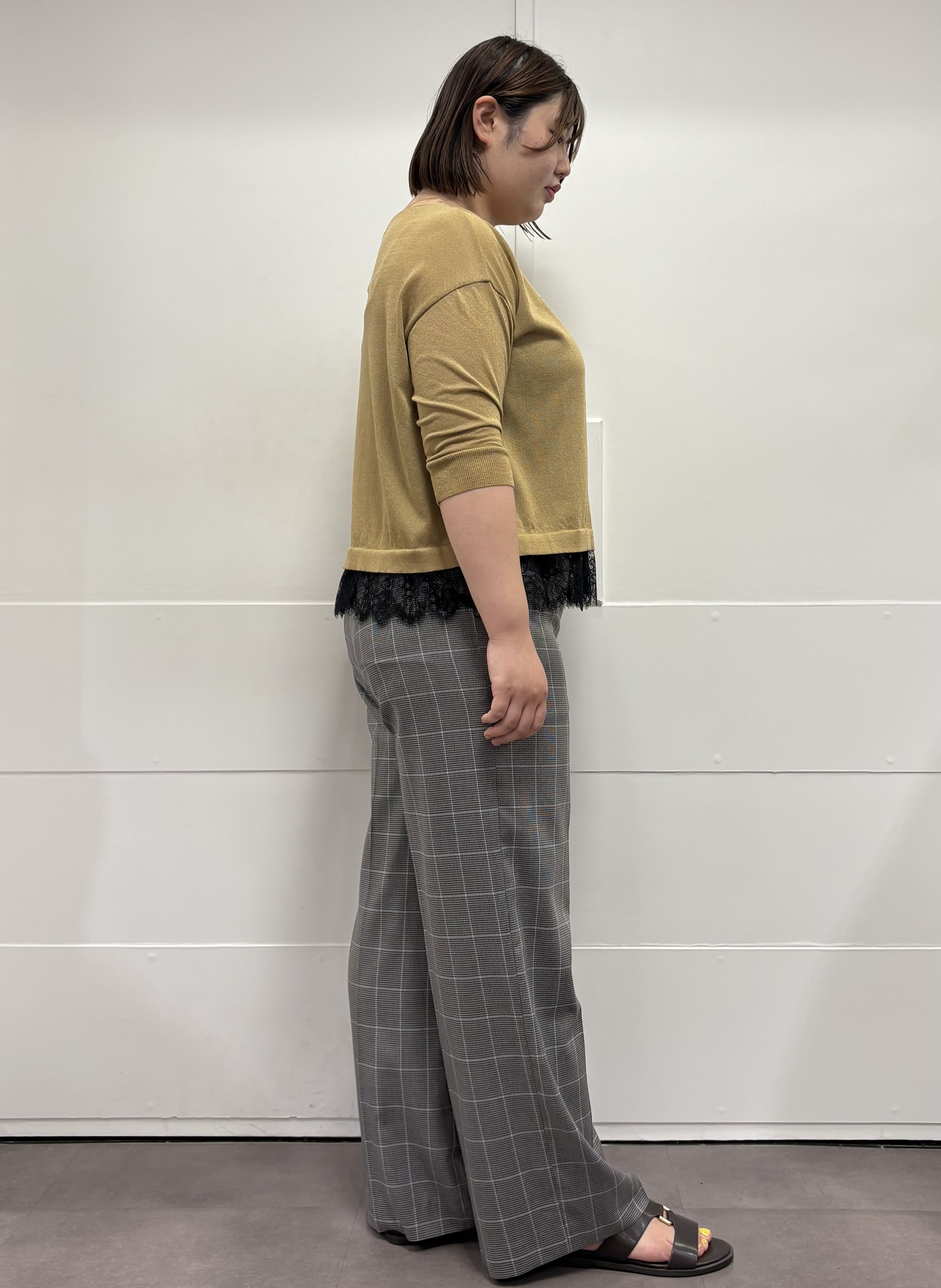 MIさんの「UNTITLED｜【一枚で着映え】レースドッキングニットプルオーバー」を使ったコーディネート