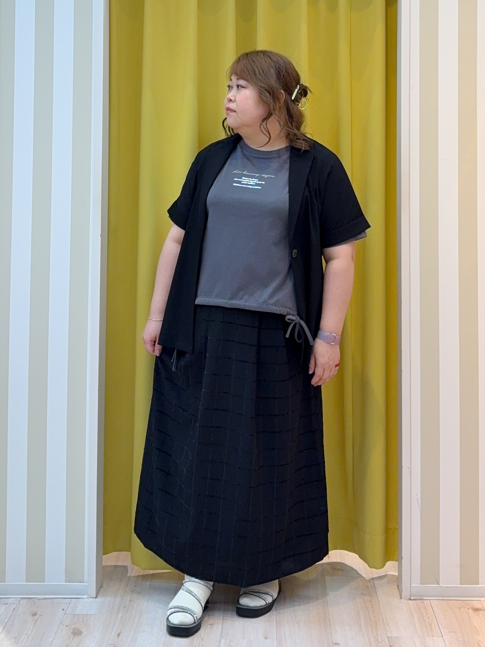 kotoさんさんの「SHOO･LA･RUE｜【高レビュー/洗濯機可/セットアップ可】軽凛(かろりん) 半袖ジャケット」を使ったコーディネート
