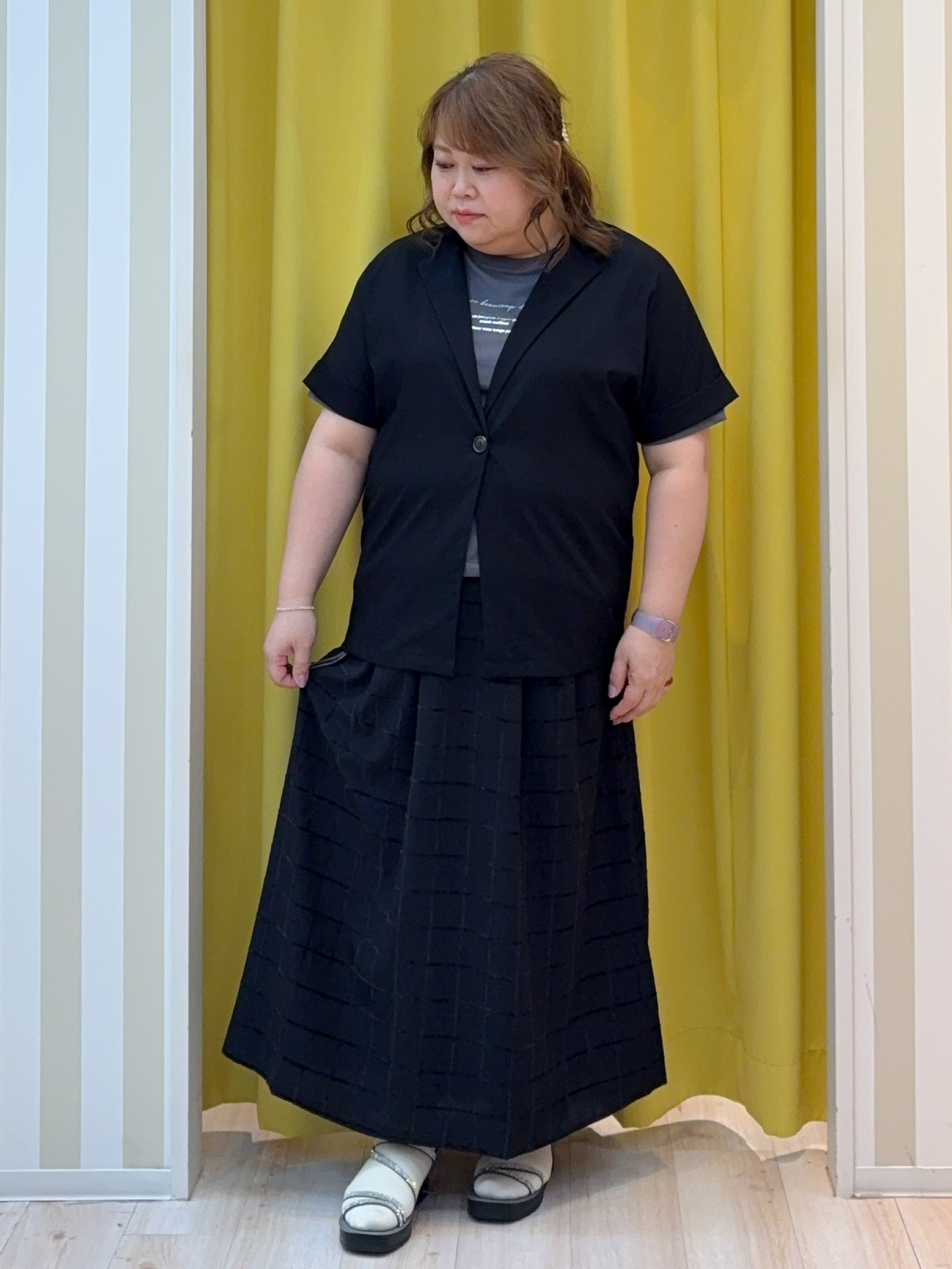 kotoさんさんの「SHOO･LA･RUE｜【高レビュー/洗濯機可/セットアップ可】軽凛(かろりん) 半袖ジャケット」を使ったコーディネート