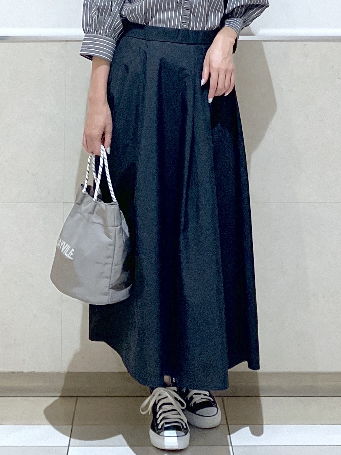 eriko さんの「Dessin｜【UVカット】ストライプフリルブラウス6分袖」を使ったコーディネート