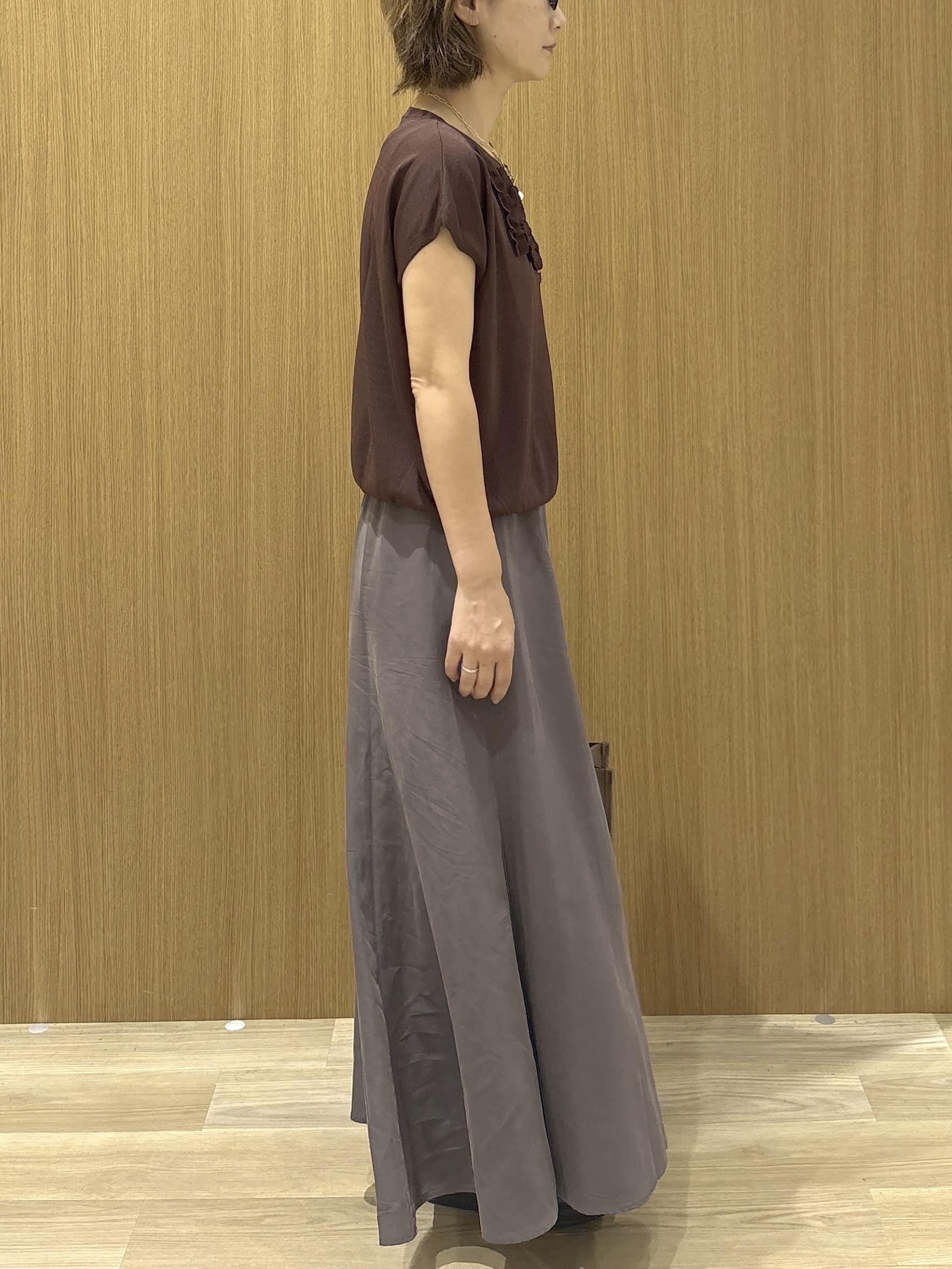 たけねぇさんの「OPAQUE.CLIP｜【UV】フリルフレンチスリーブニット《接触冷感／洗濯機OK》」を使ったコーディネート