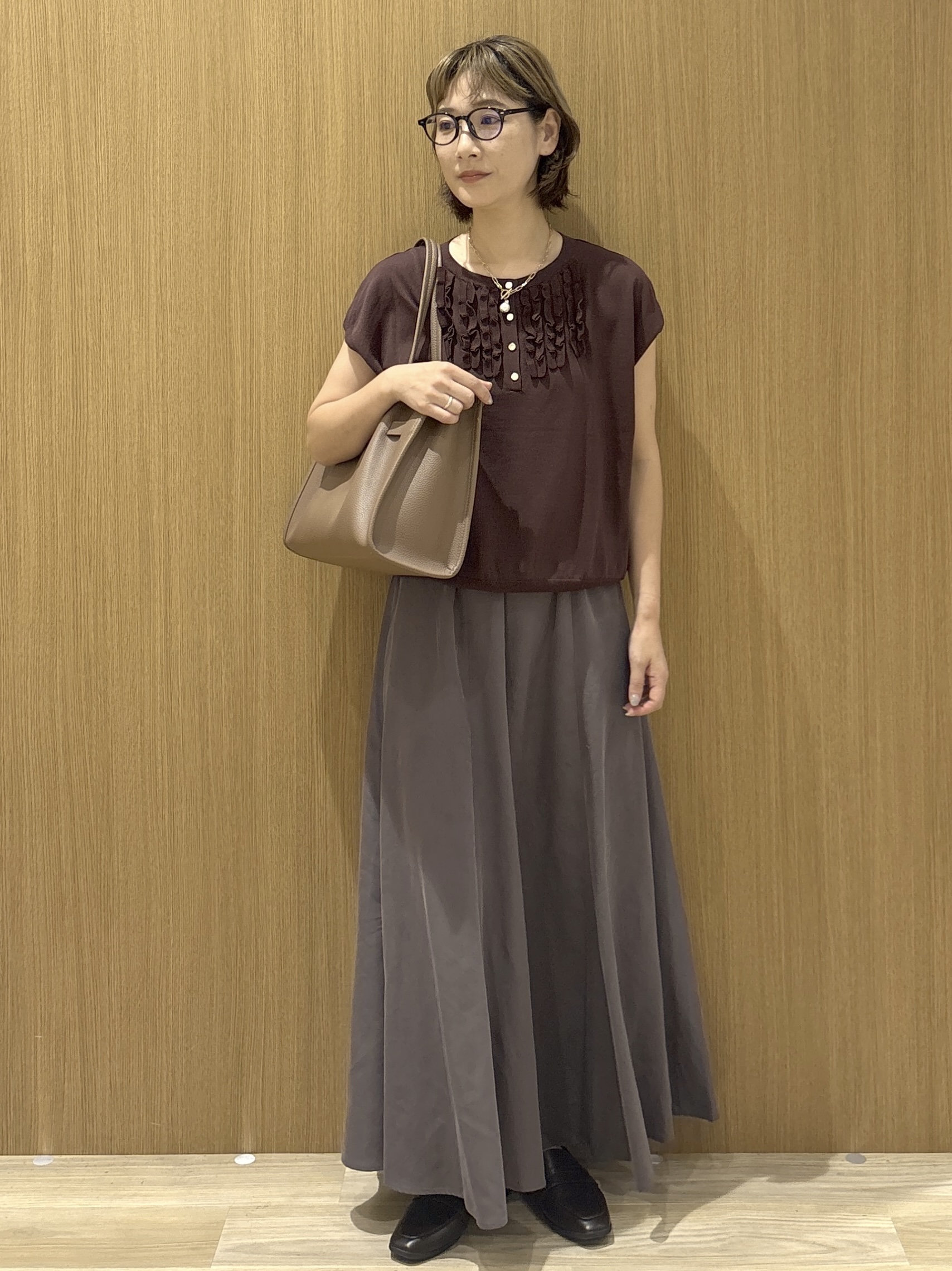 たけねぇさんの「OPAQUE.CLIP｜【UV】フリルフレンチスリーブニット《接触冷感／洗濯機OK》」を使ったコーディネート