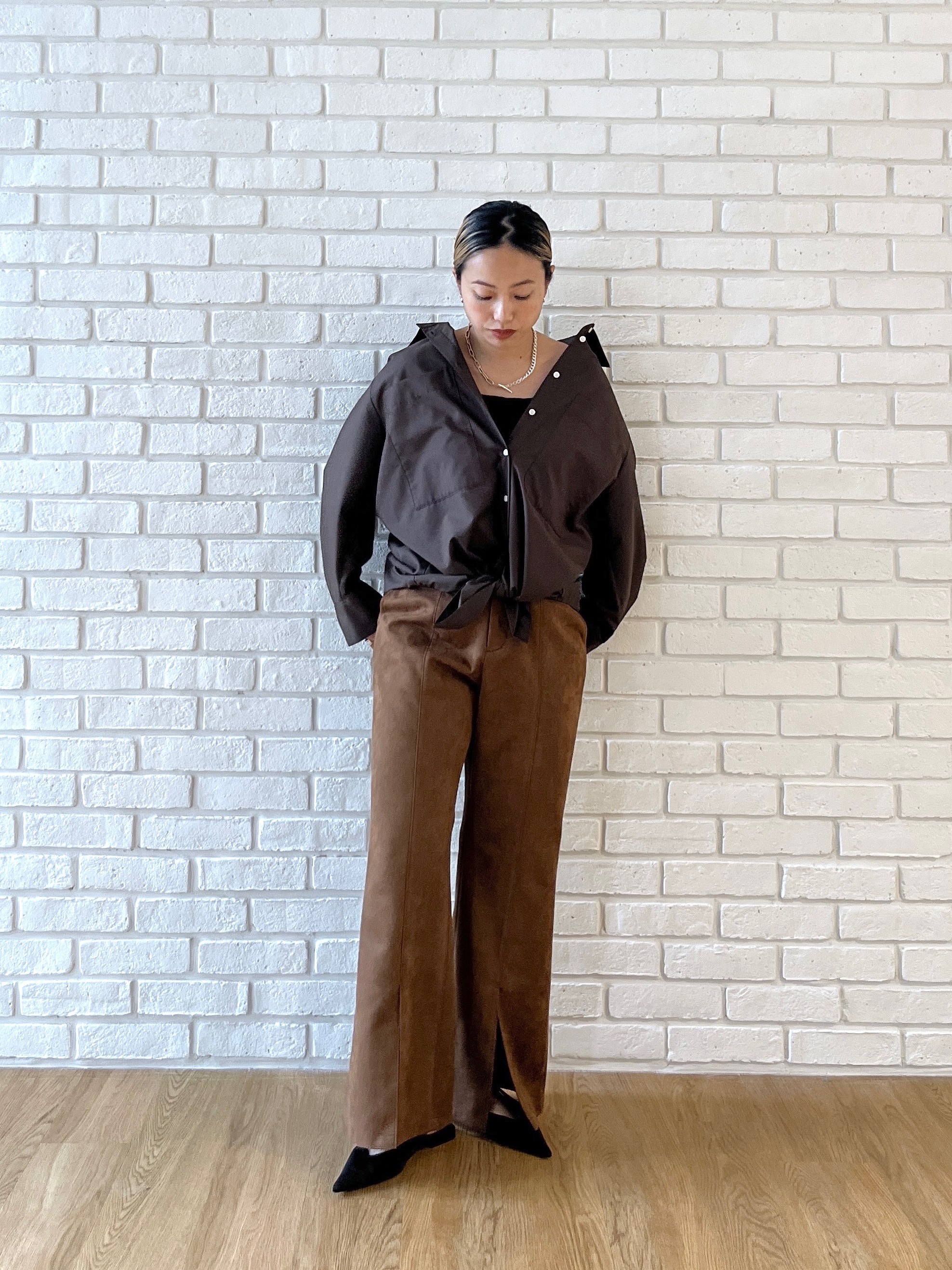 Harukaさんの「INDIVI｜タイムレスフォルムシャツ【LIVE紹介／上枝みどりさん着用】」を使ったコーディネート