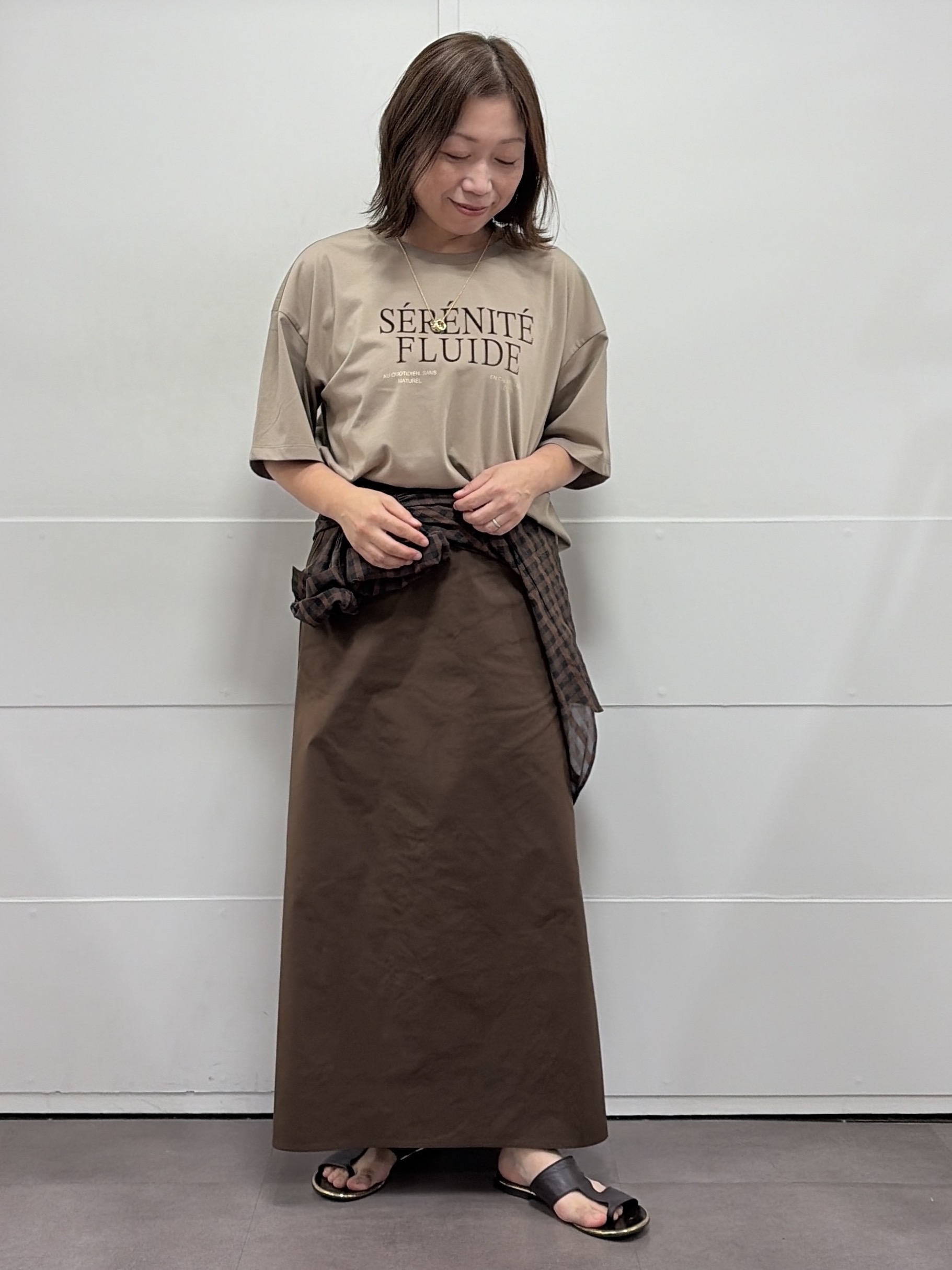 TOKOさんの「UNTITLED｜【丈感すっきり】ベロアプリントロゴT」を使ったコーディネート