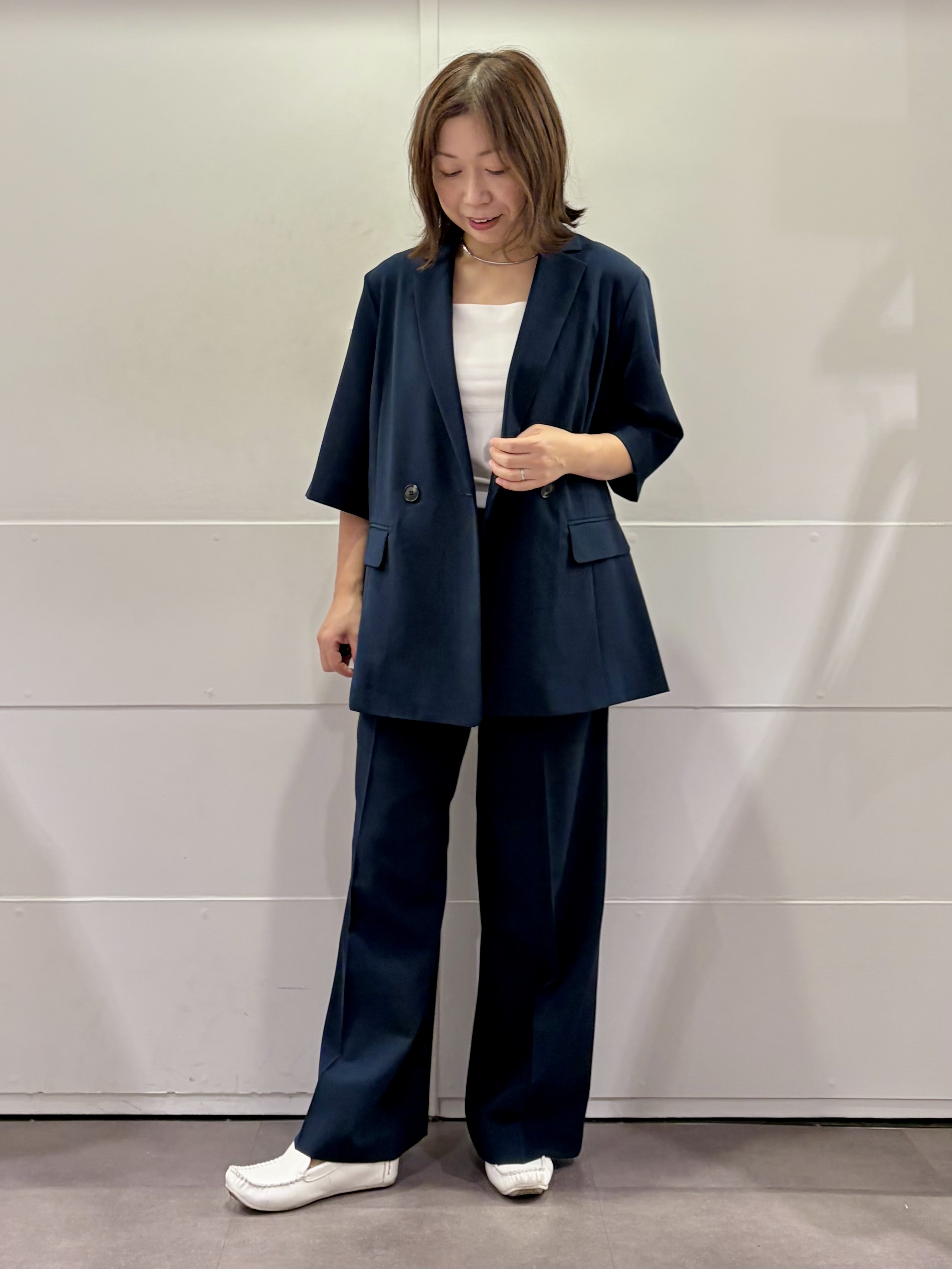 TOKOさんの「UNTITLED｜【秋の通勤羽織/セットアップ可/UVカット】エアリークール半袖ジャケット」を使ったコーディネート