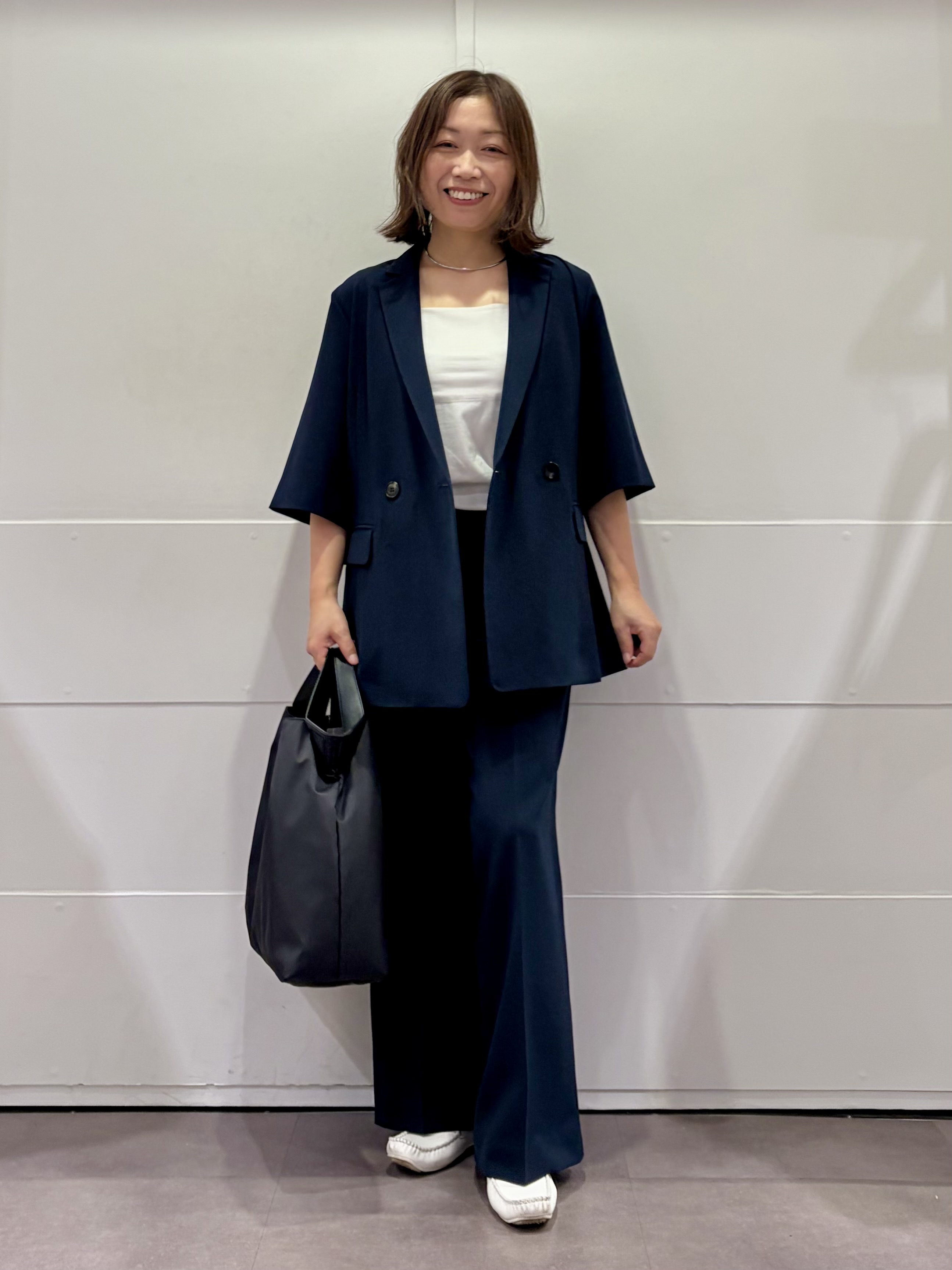 TOKOさんの「UNTITLED｜【秋の通勤羽織/セットアップ可/UVカット】エアリークール半袖ジャケット」を使ったコーディネート