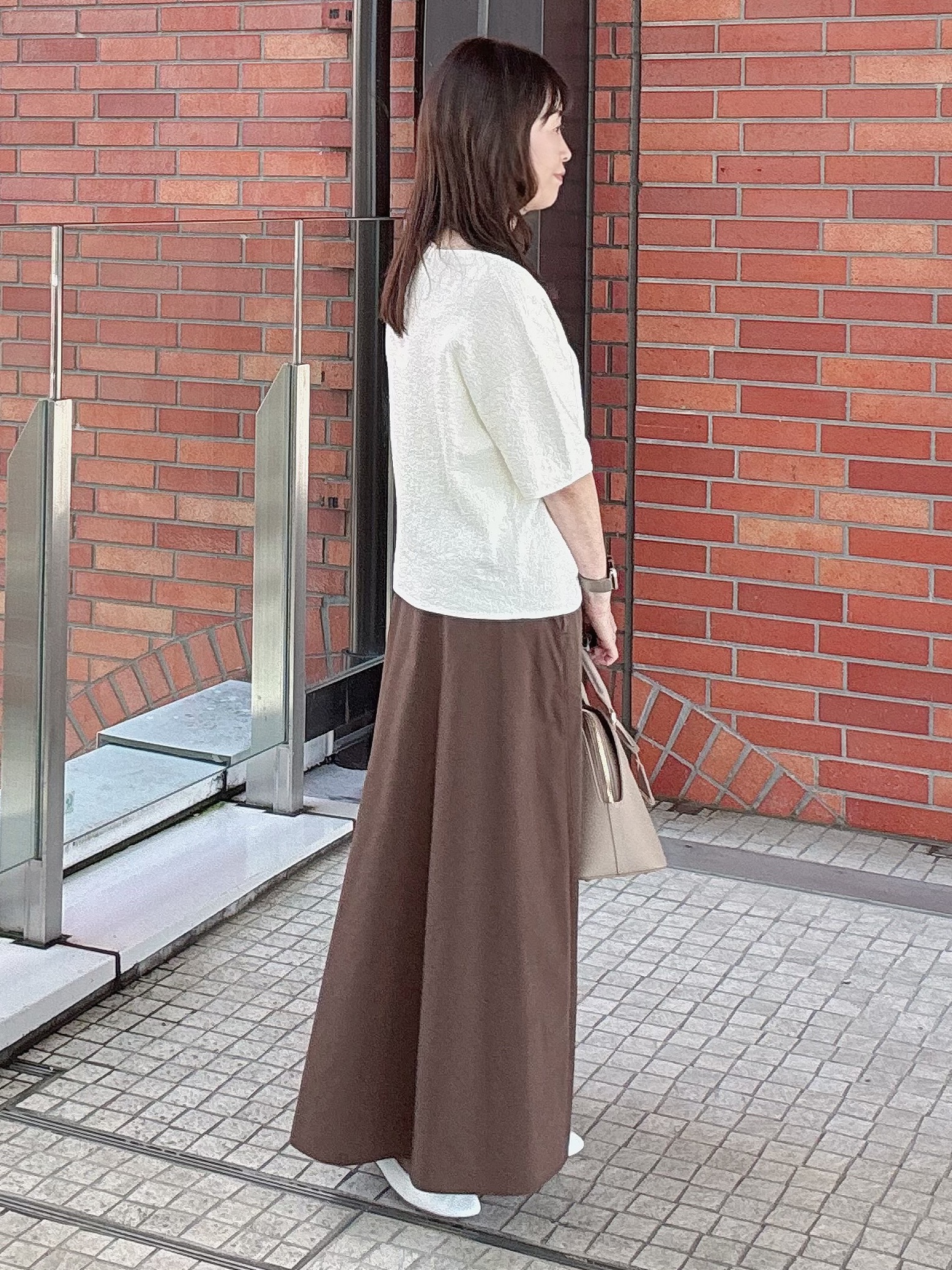 makiさんの「UNTITLED｜【セットアップ可/ストレッチ性】ドライタッチニットプルオーバー」を使ったコーディネート