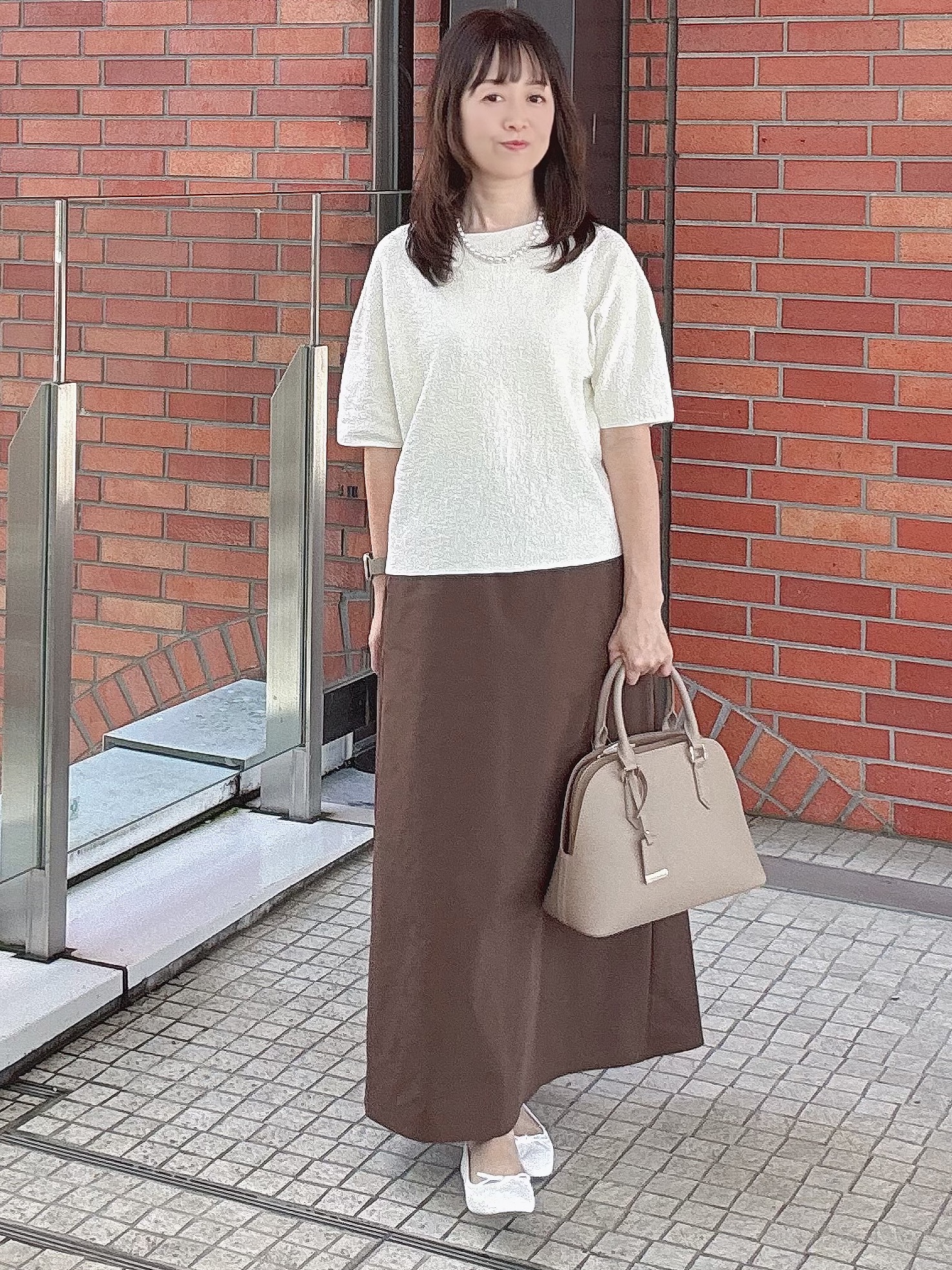 makiさんの「UNTITLED｜【セットアップ可/ストレッチ性】ドライタッチニットプルオーバー」を使ったコーディネート