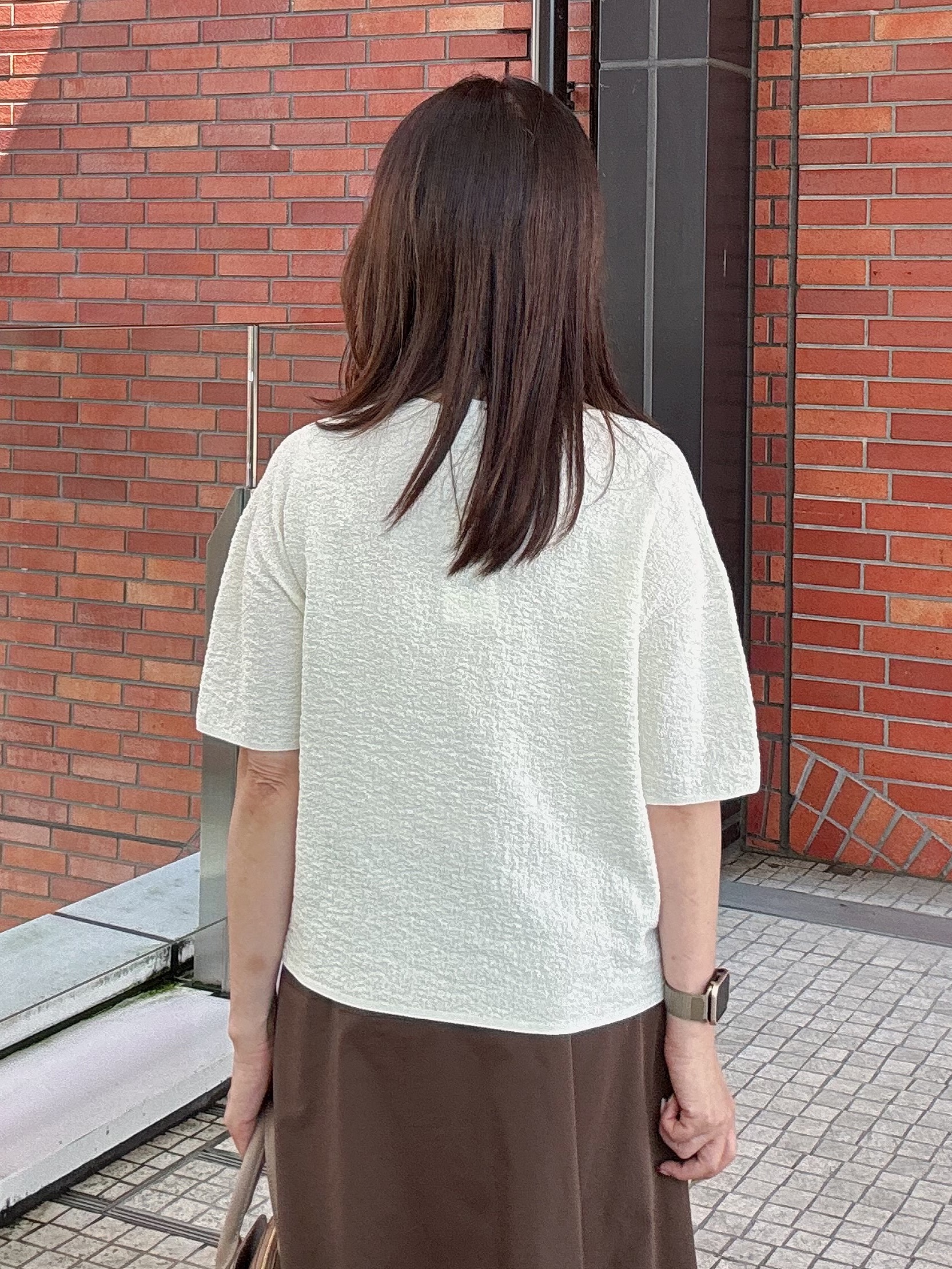 makiさんの「UNTITLED｜【セットアップ可/ストレッチ性】ドライタッチニットプルオーバー」を使ったコーディネート