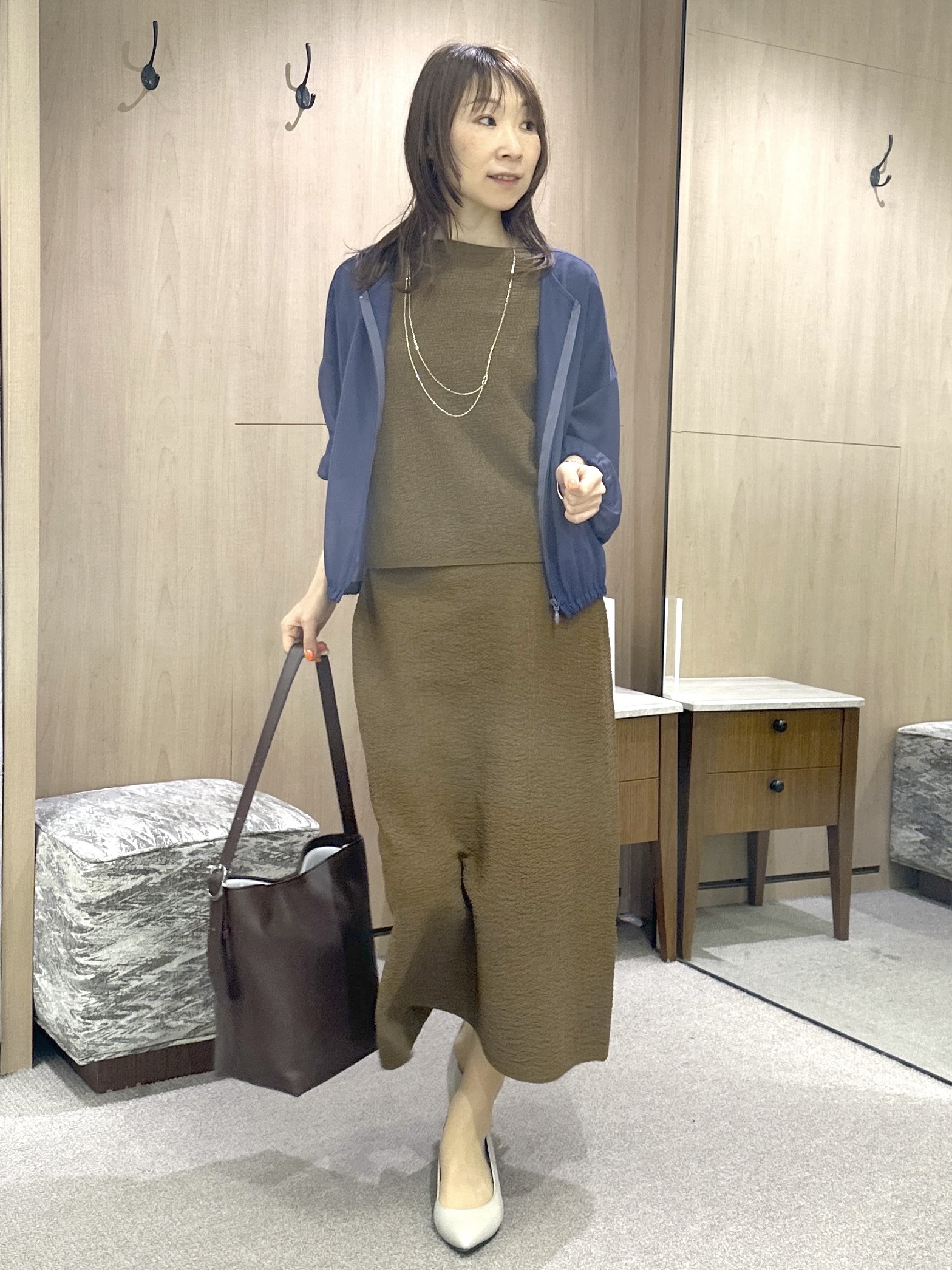 Miwaさんの「UNTITLED｜【秋羽織り/ジップ】トリコットシアーブラウス」を使ったコーディネート