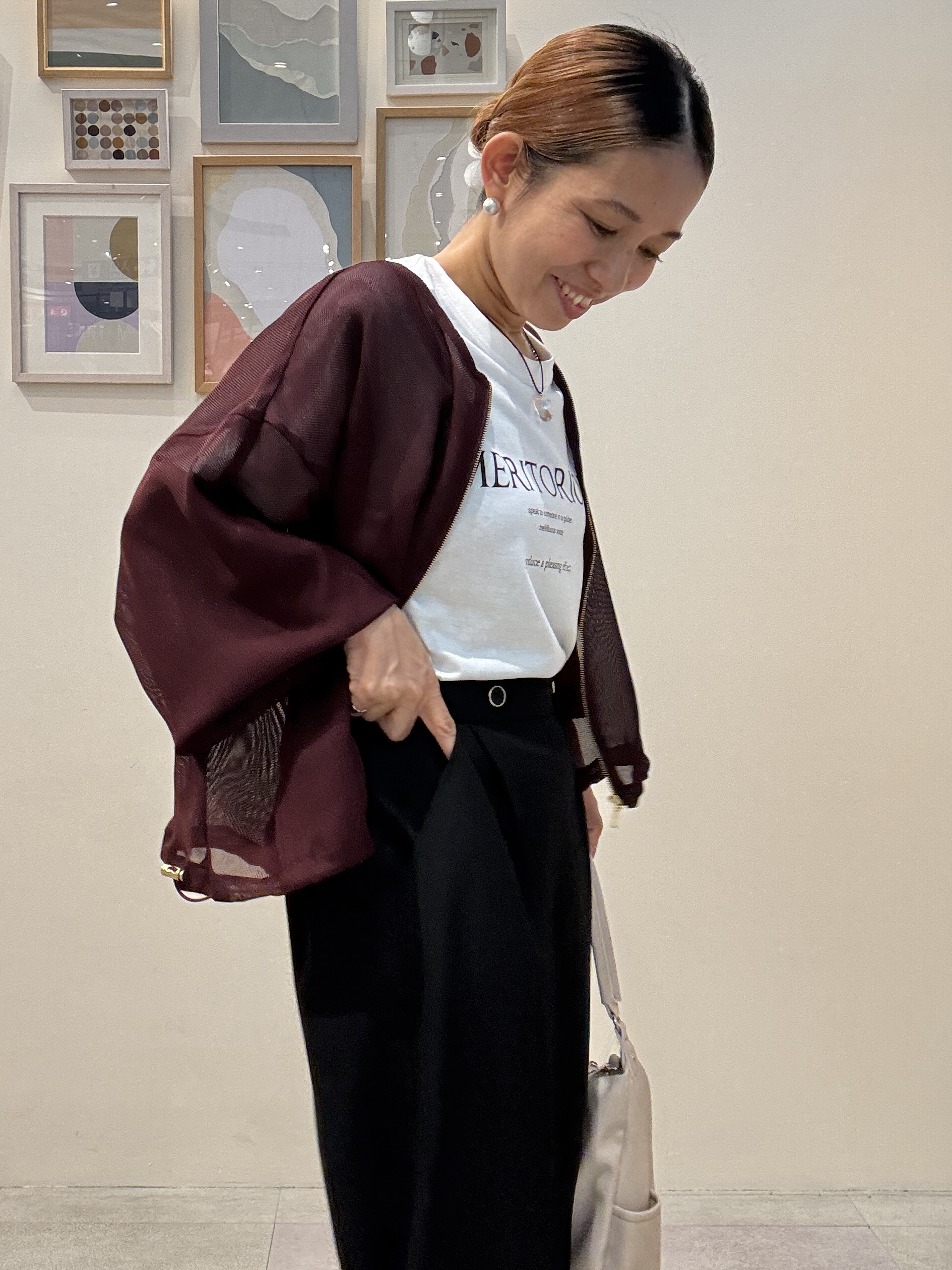 たけぴさんの「SHOO･LA･RUE｜【通気性〇/セットアップ可/洗濯機可】メッシュドルマン ジップブルゾン」を使ったコーディネート