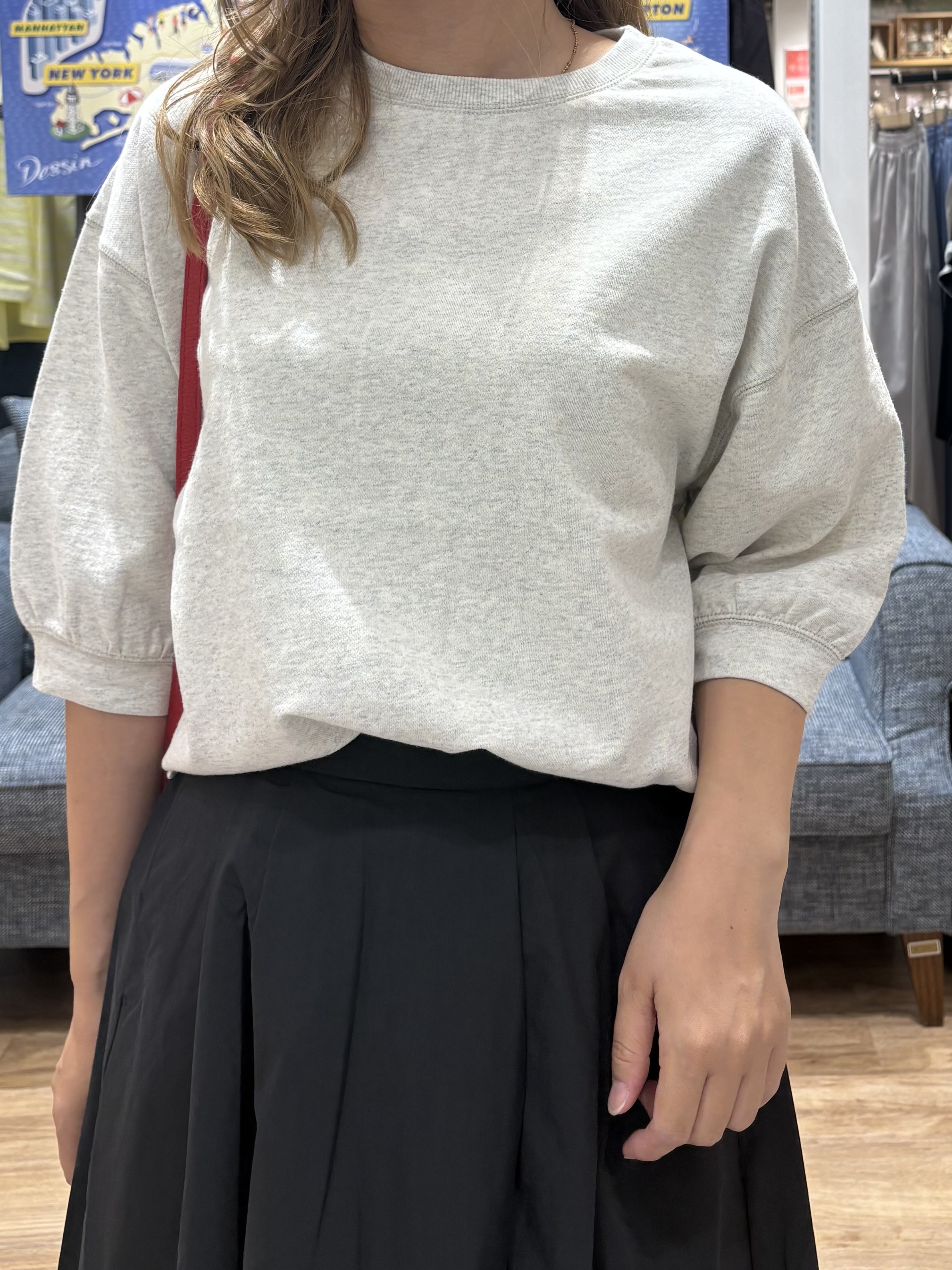 yuinaさんの「Dessin｜【高レビュー/洗える/XS-L】バックヘンリーミニ裏毛 5分袖」を使ったコーディネート