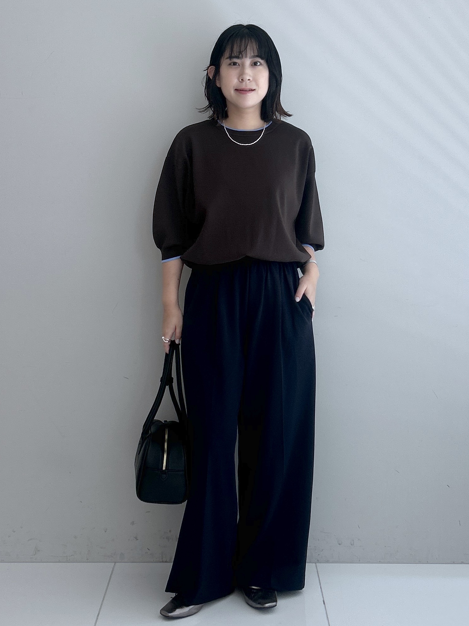 Hirokaさんの「Dessin｜【高レビュー/UVカット/洗濯機OK】6分袖配色ニット」を使ったコーディネート