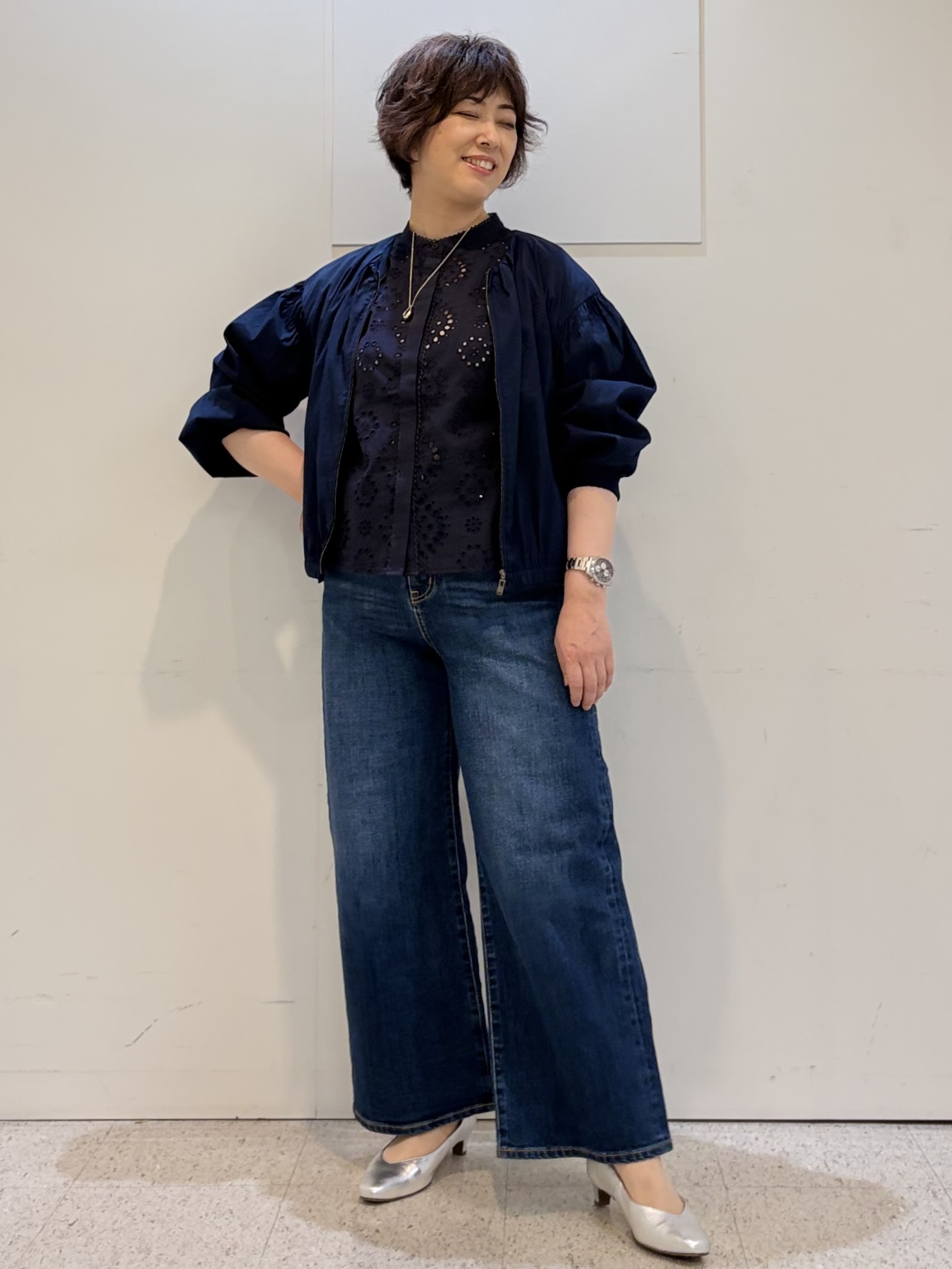 ヤスコさんの「Reflect｜フロントファスナーシアーブルゾン」を使ったコーディネート