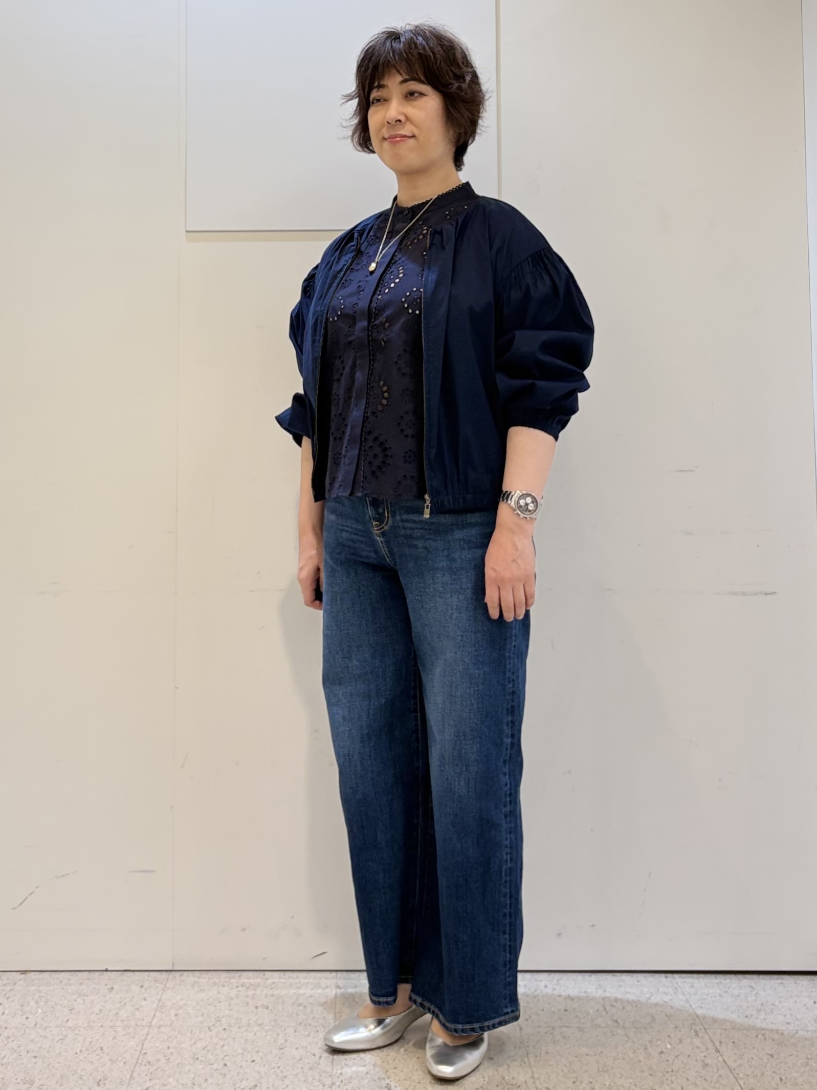 ヤスコさんの「Reflect｜フロントファスナーシアーブルゾン」を使ったコーディネート