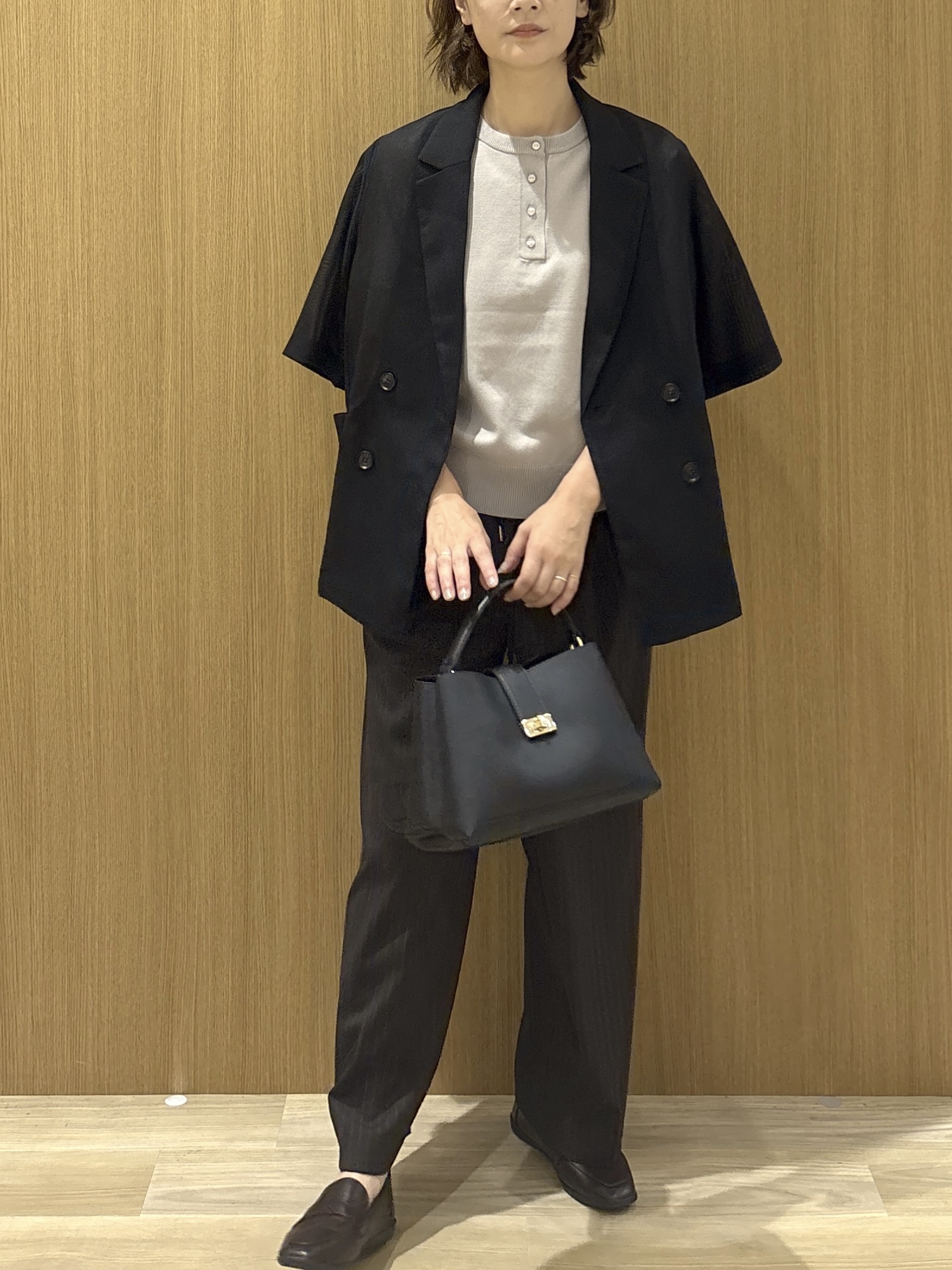 たけねぇさんの「OPAQUE.CLIP｜メッシュテーラードジャケット／チェック柄アソート【洗濯機OK】」を使ったコーディネート