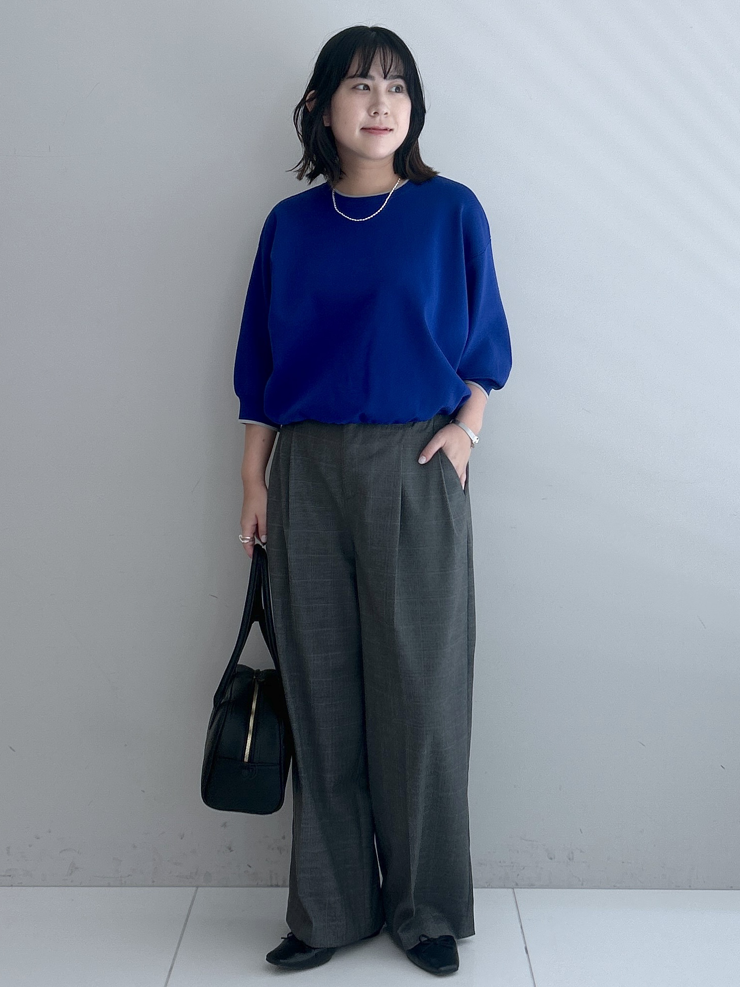 Hirokaさんの「Dessin｜【高レビュー/UVカット/洗濯機OK】6分袖配色ニット」を使ったコーディネート