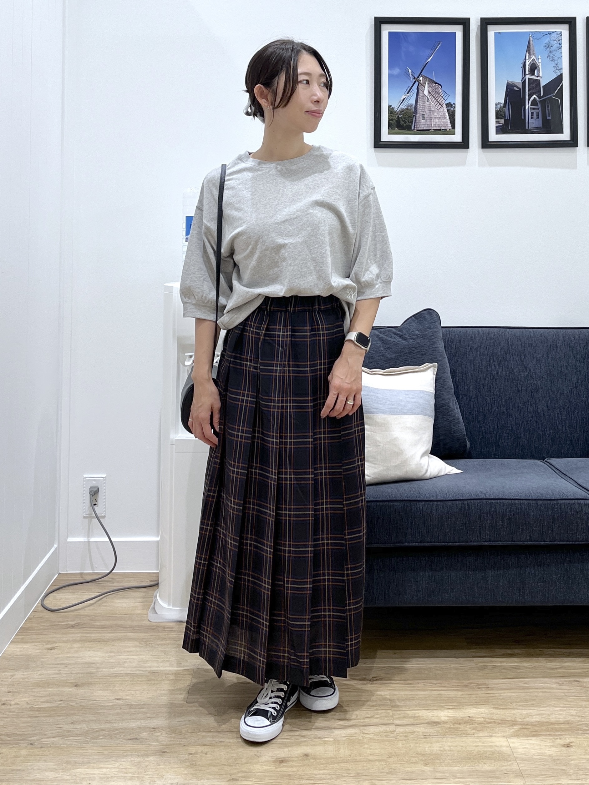 canaさんの「Dessin｜【高レビュー/洗える/XS-L】バックヘンリーミニ裏毛 5分袖」を使ったコーディネート