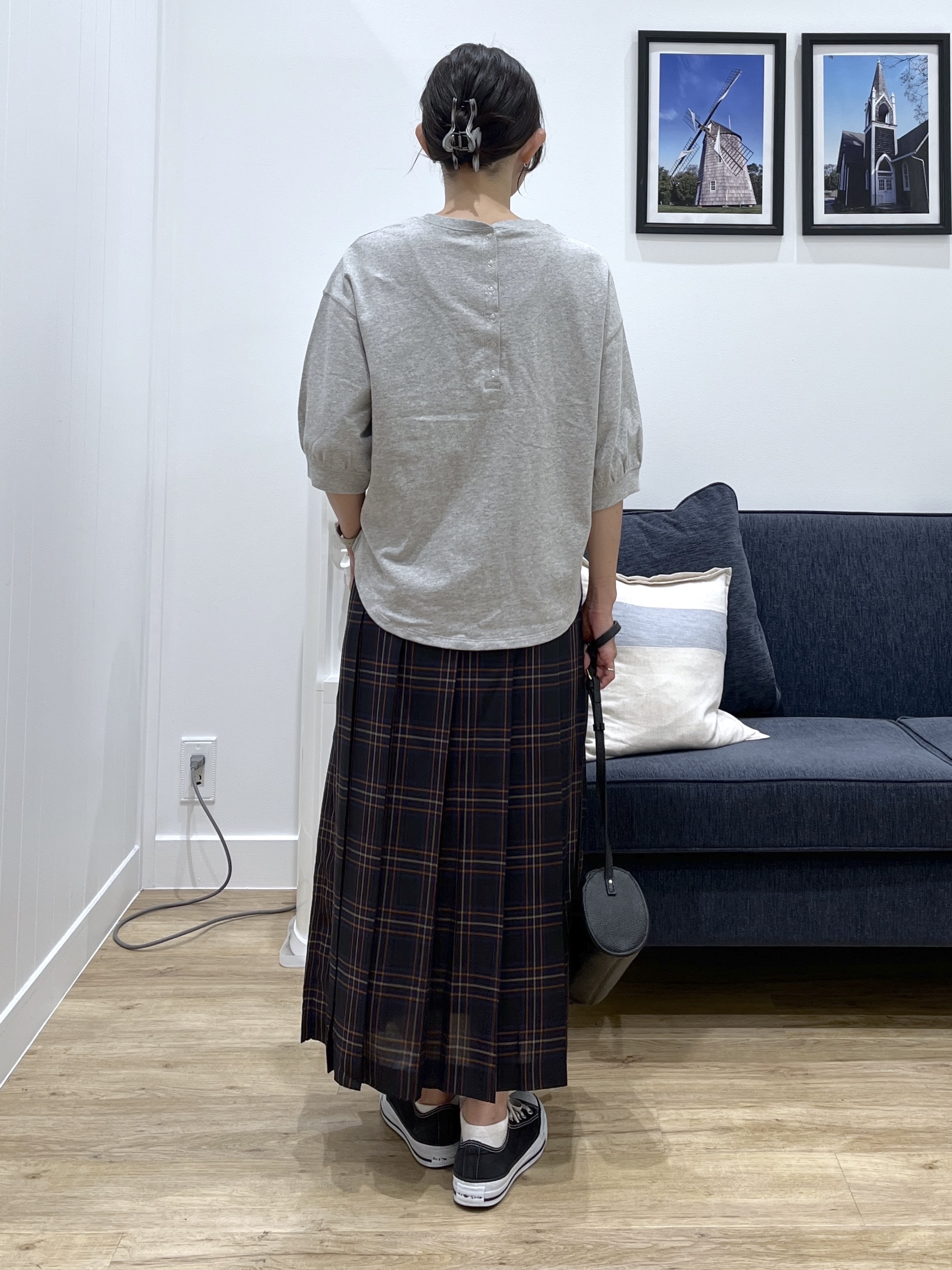 canaさんの「Dessin｜【高レビュー/洗える/XS-L】バックヘンリーミニ裏毛 5分袖」を使ったコーディネート
