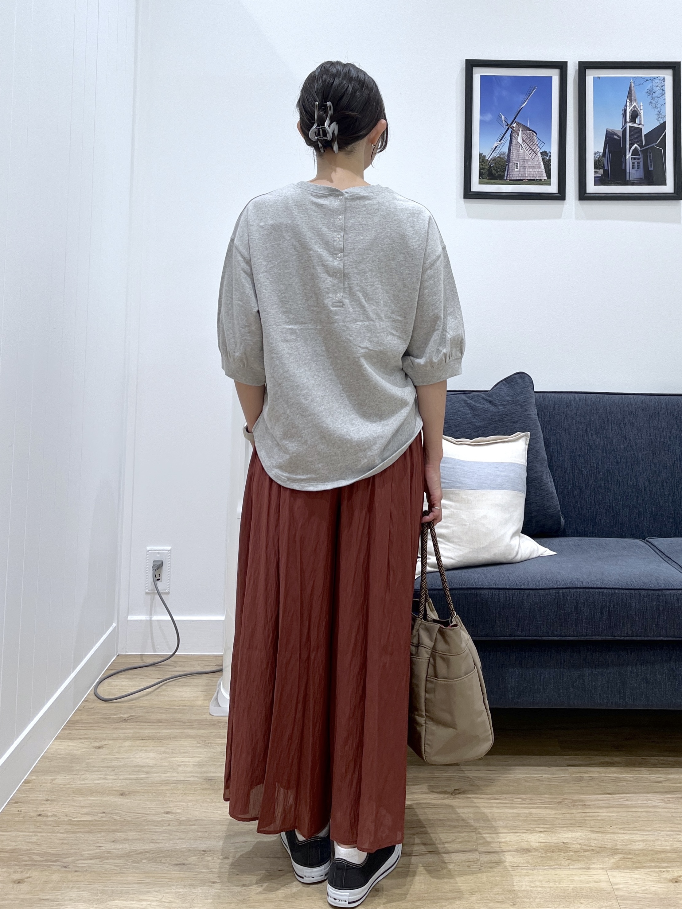 canaさんの「Dessin｜【高レビュー/洗える/XS-L】バックヘンリーミニ裏毛 5分袖」を使ったコーディネート