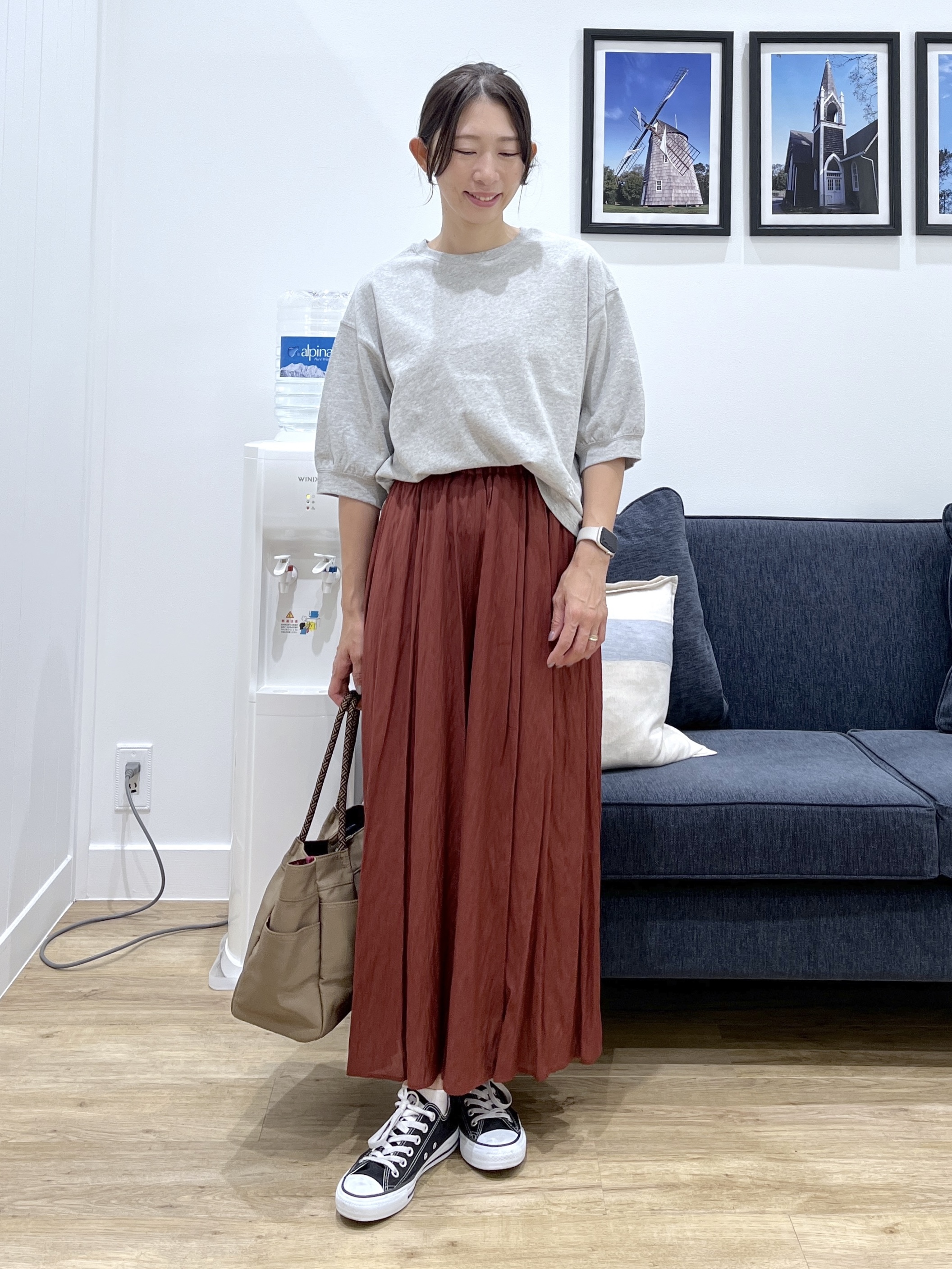 canaさんの「Dessin｜【高レビュー/洗える/XS-L】バックヘンリーミニ裏毛 5分袖」を使ったコーディネート