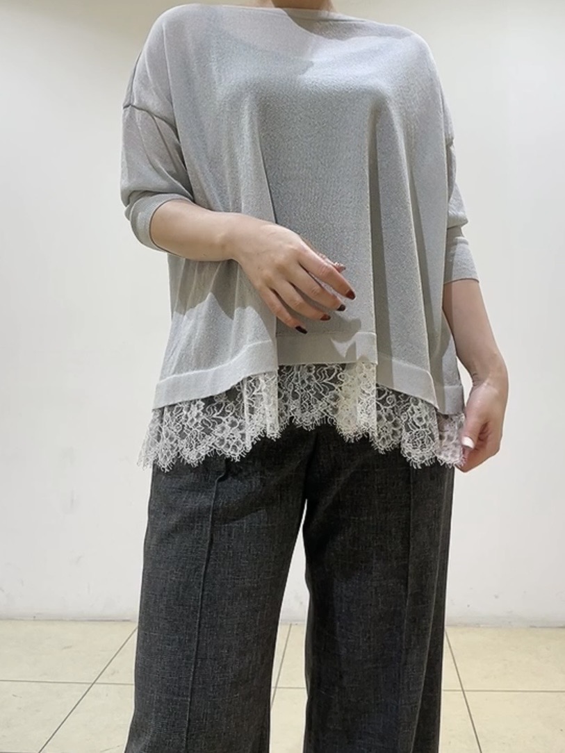 watanabeさんの「UNTITLED｜【一枚で着映え】レースドッキングニットプルオーバー」を使ったコーディネート