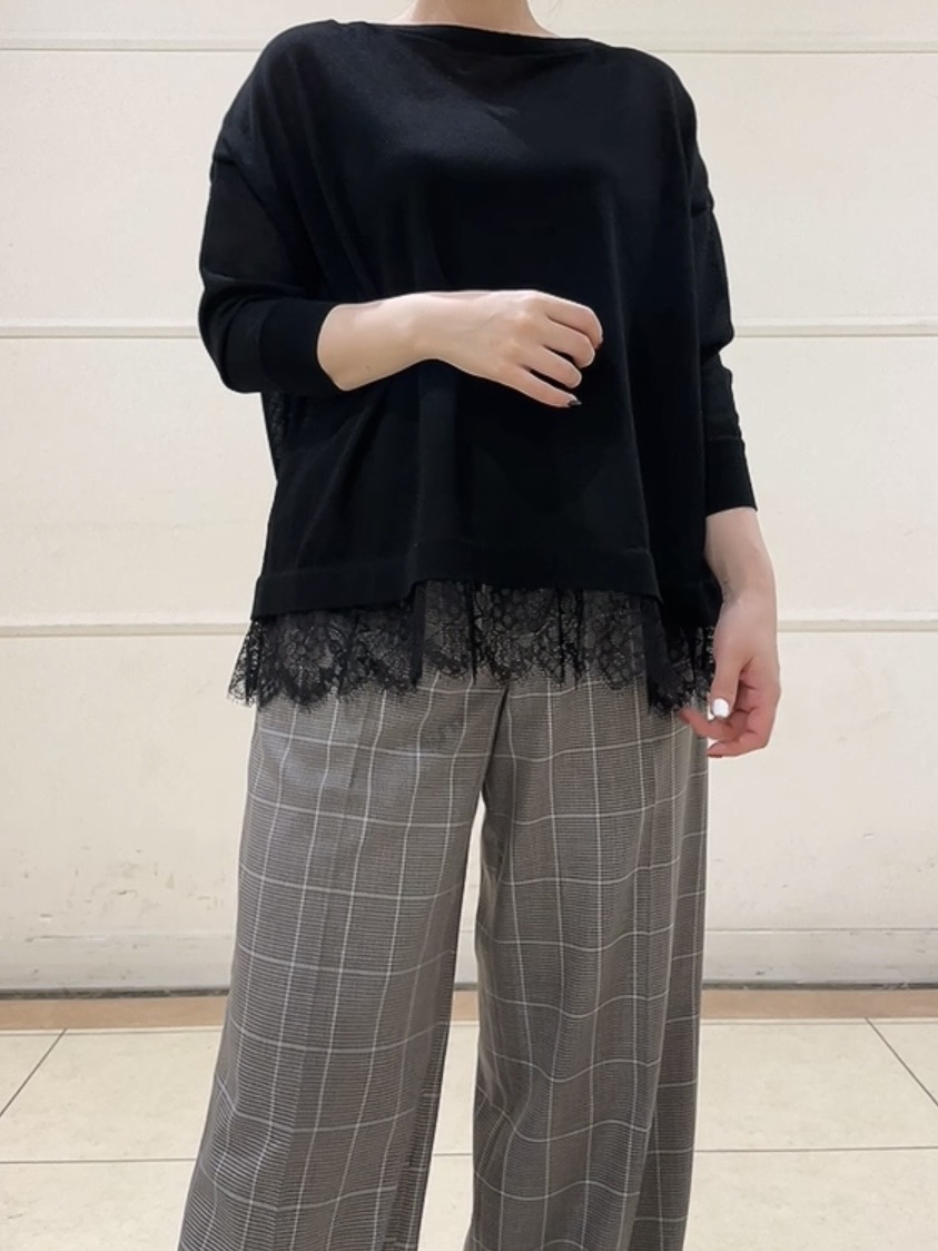 watanabeさんの「UNTITLED｜【一枚で着映え】レースドッキングニットプルオーバー」を使ったコーディネート