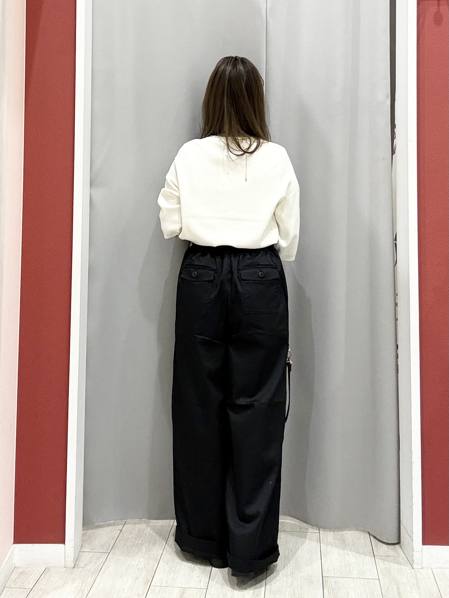shioさんの「SHOO･LA･RUE｜【ガンガン洗える/ひんやり/UV/毛玉になりにくい】二の腕見せない 5分袖ニット」を使ったコーディネート