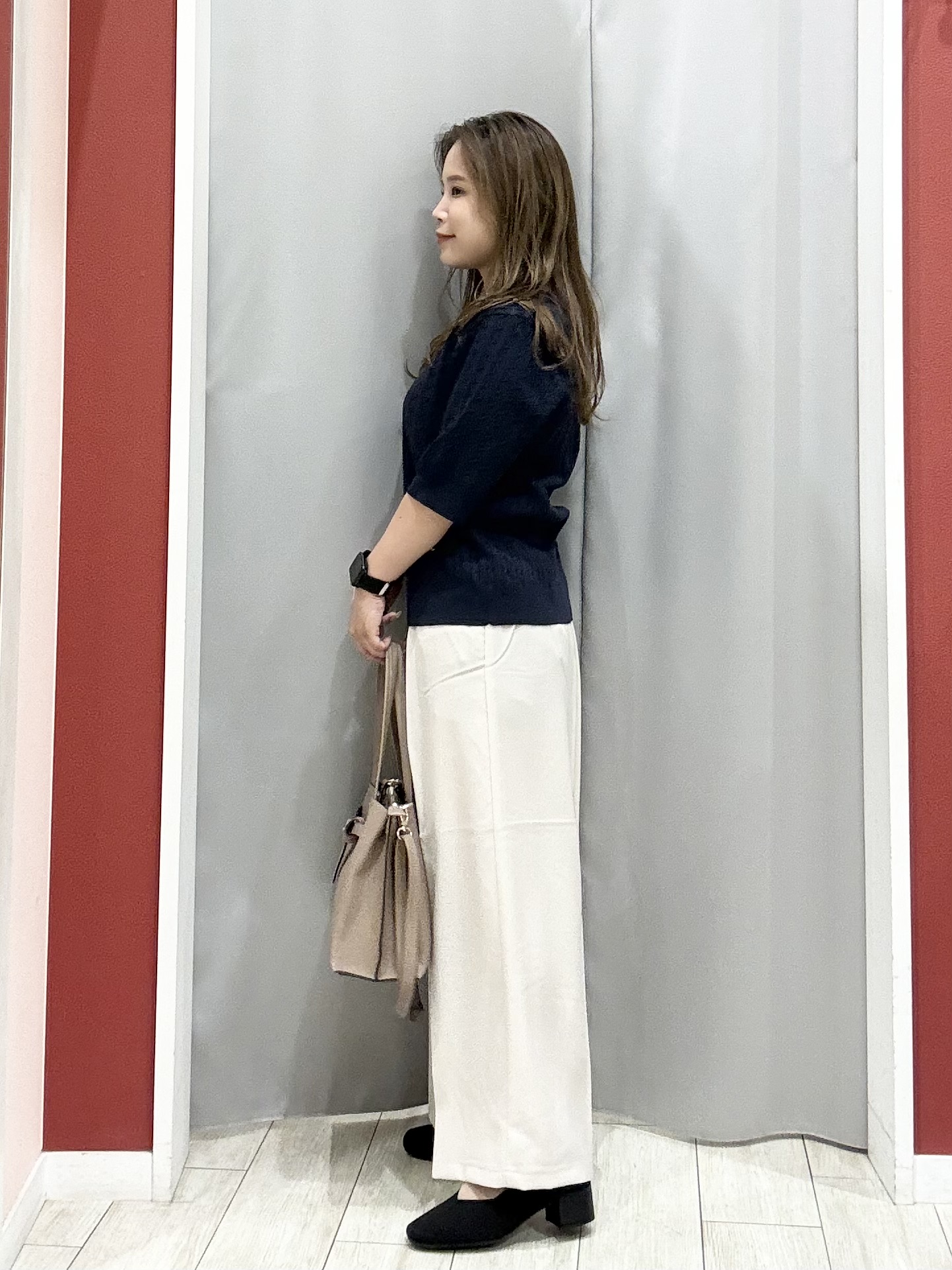 shioさんの「SHOO･LA･RUE｜【洗濯機可/S-LL】上品見え ミニケーブルニット」を使ったコーディネート