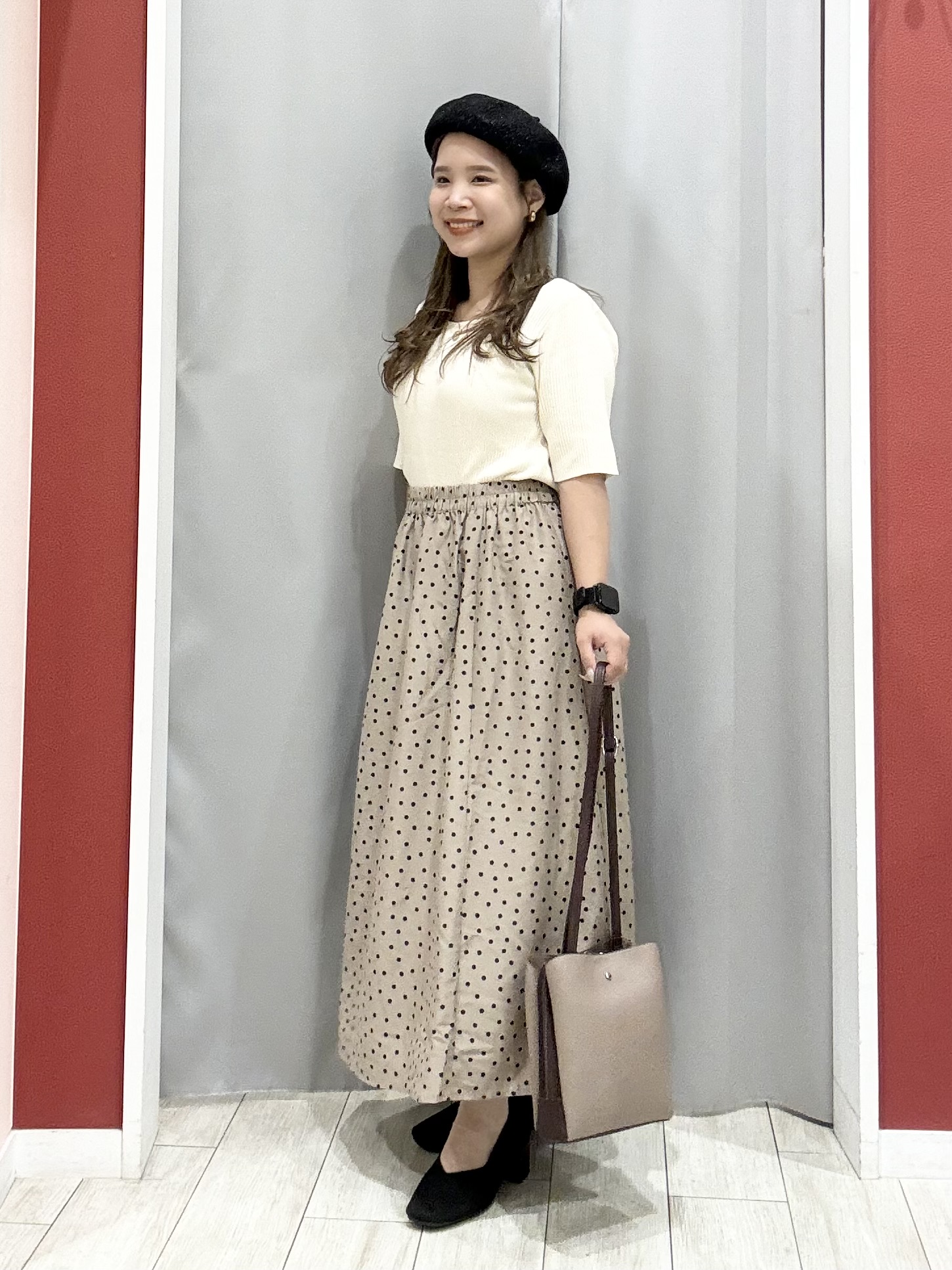 shioさんの「SHOO･LA･RUE｜【毛玉になりにくい/洗濯機可/S-LL】大人上品な 5分袖スクエアトップス」を使ったコーディネート