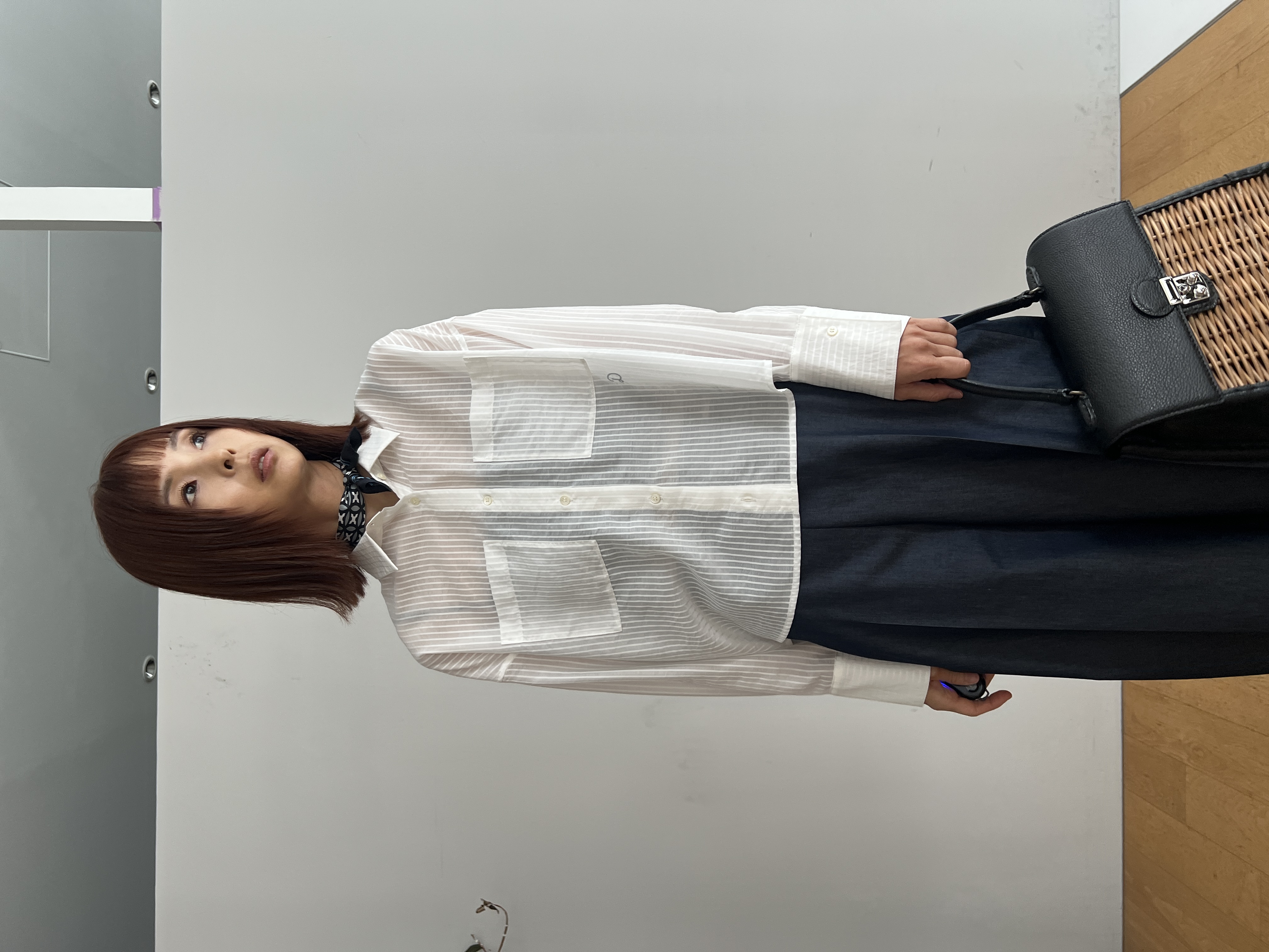 misaさんの「DRESSTERIOR｜◆シアーストライプクロップドシャツ」を使ったコーディネート
