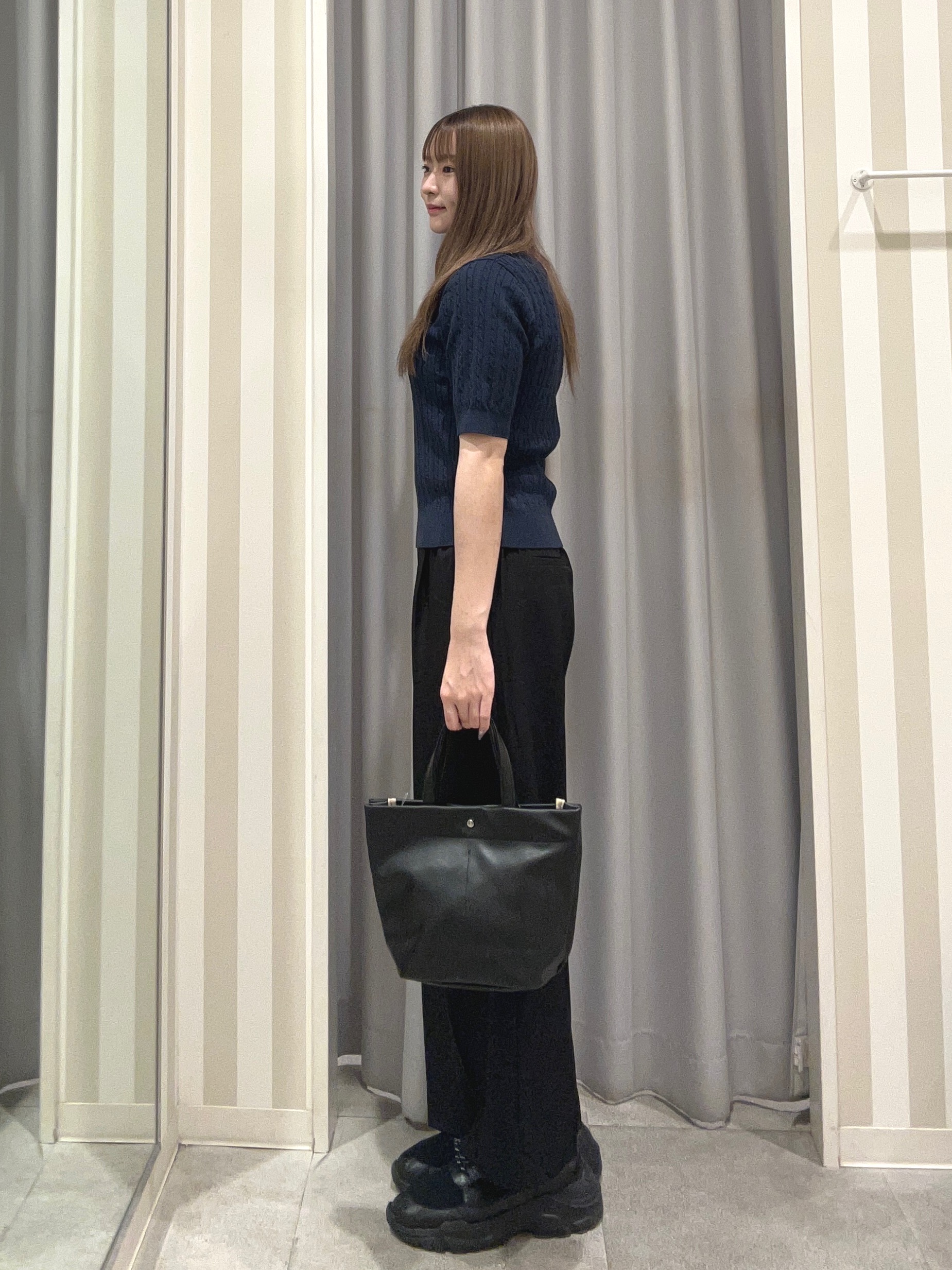 美空さんの「SHOO･LA･RUE｜【洗濯機可/S-LL】上品見え ミニケーブルニット」を使ったコーディネート
