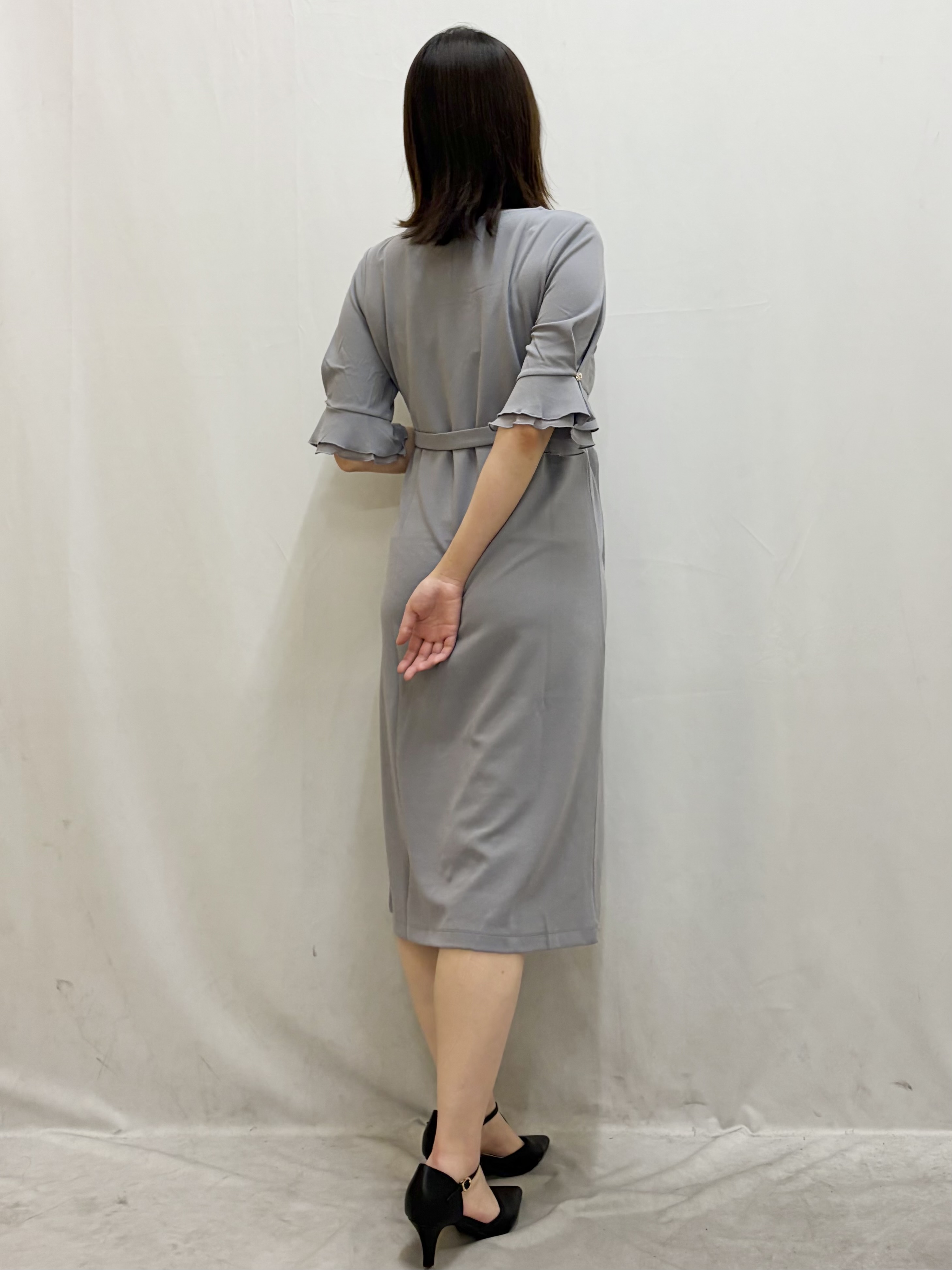kasumiさんの「index｜【接触冷感／吸水速乾】ハートネックフレアスリーブワンピース《洗濯機OK／UVケア／ストレッチ》」を使ったコーディネート