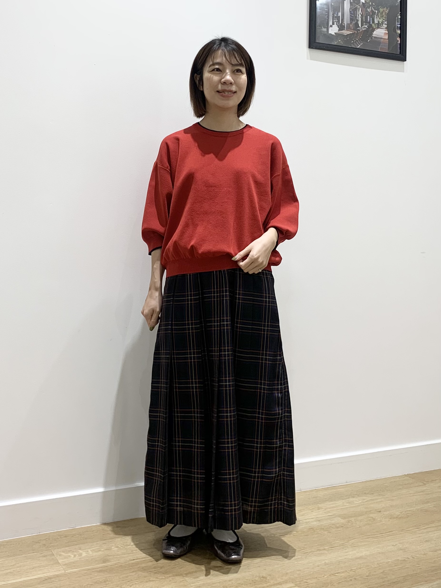 IMARIさんの「Dessin｜【高レビュー/UVカット/洗濯機OK】6分袖配色ニット」を使ったコーディネート